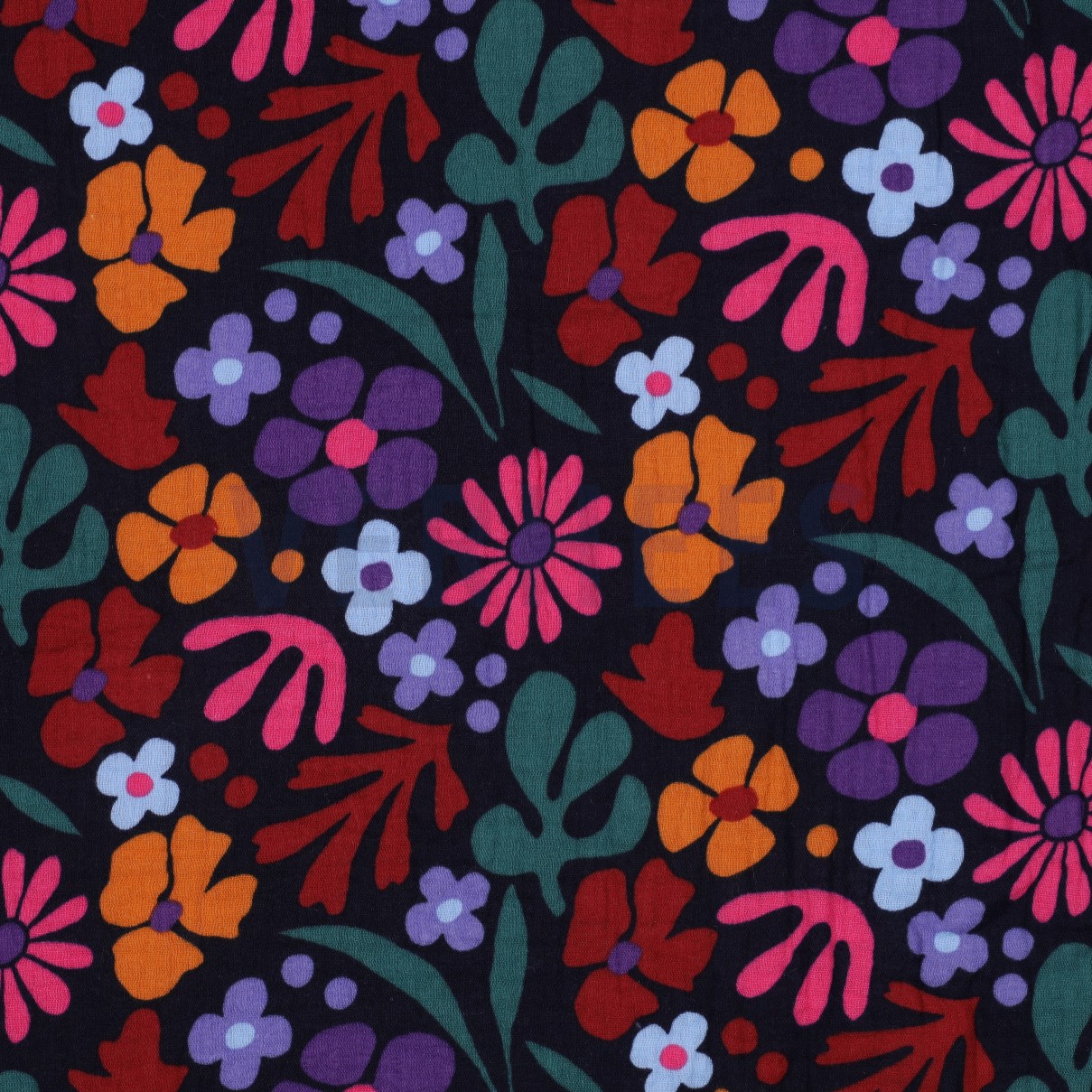 DOUBLE GAUZE FLOWERS NAVY (high resolution)