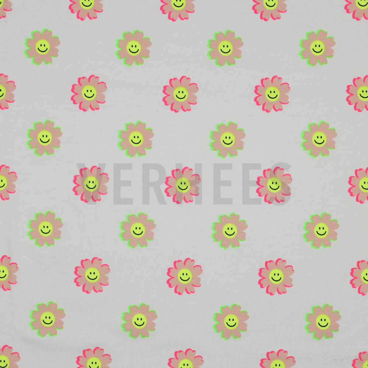 JERSEY NEON HAPPY FLOWERS WHITE (high resolution)