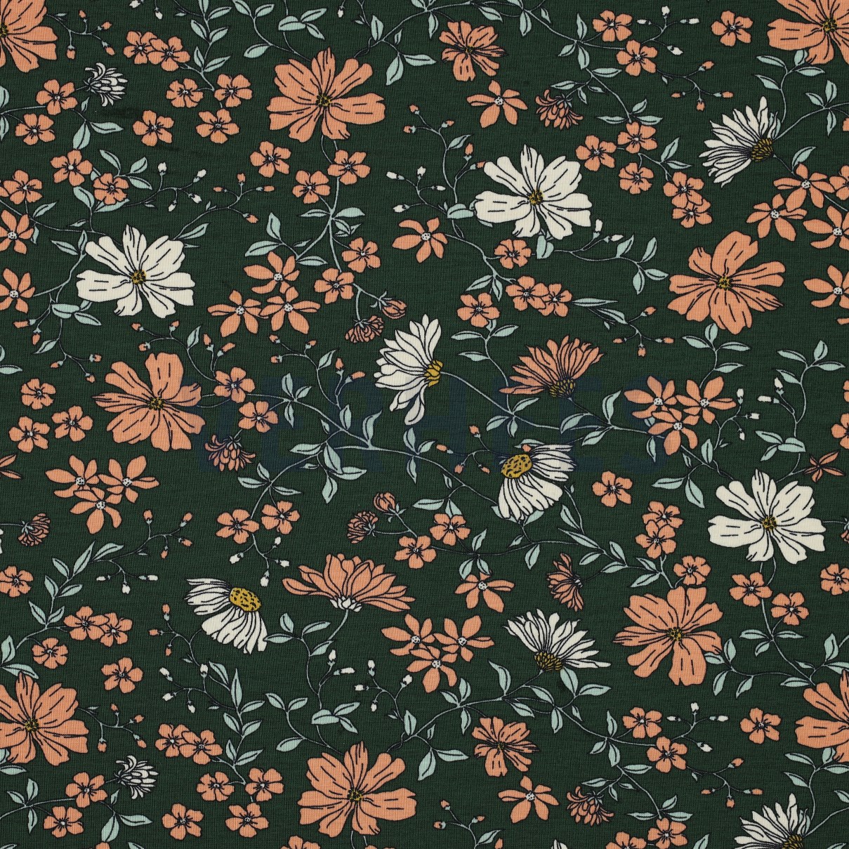 JERSEY FLOWERS DARK GREEN (high resolution)