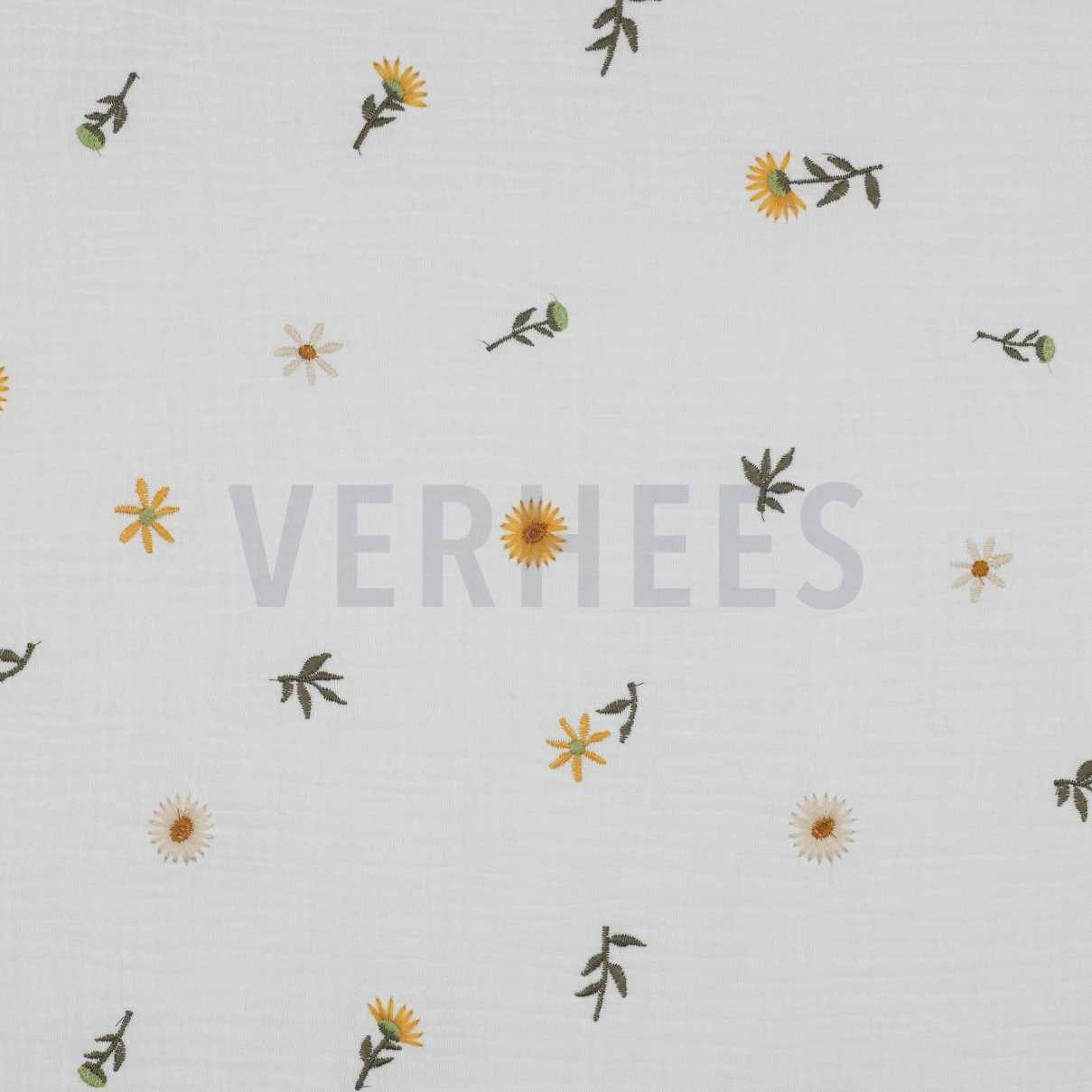 DOUBLE GAUZE EMBROIDERY SUNFLOWERS OFF-WHITE (high resolution)