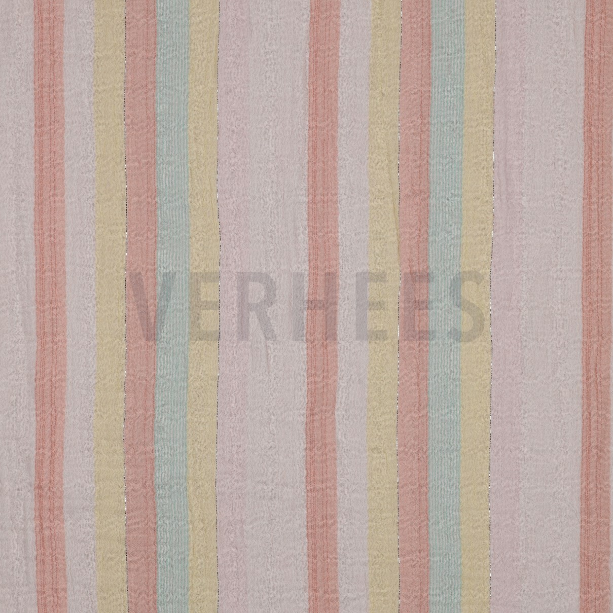 DOUBLE GAUZE YARN DYED STRIPES LUREX CORAL (high resolution)