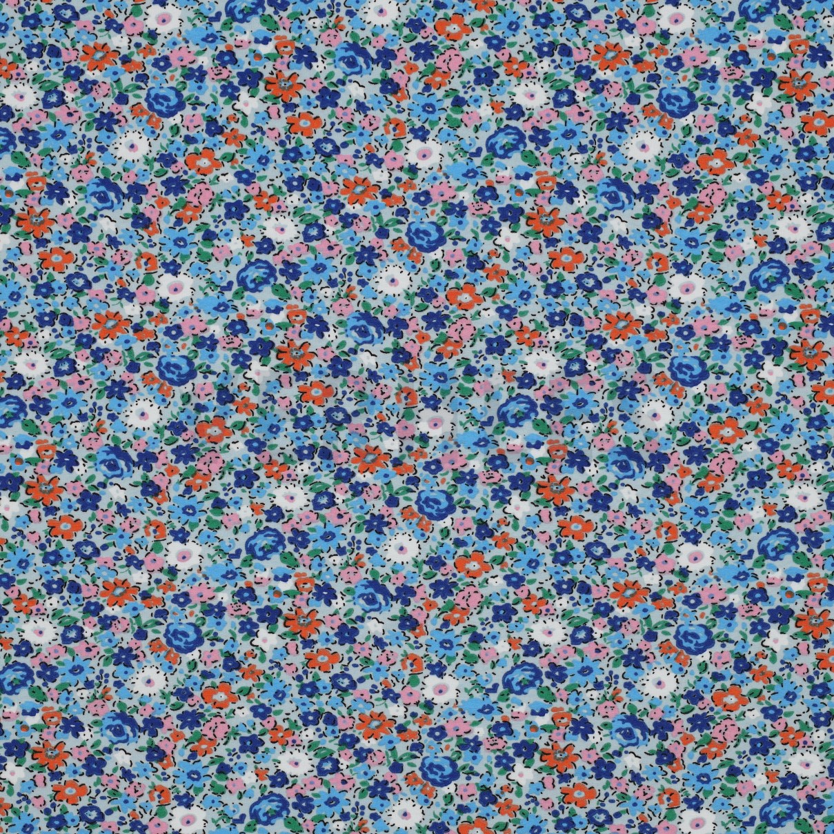 MAGNOLIA STRETCH FLOWERS ROYAL BLUE (high resolution)