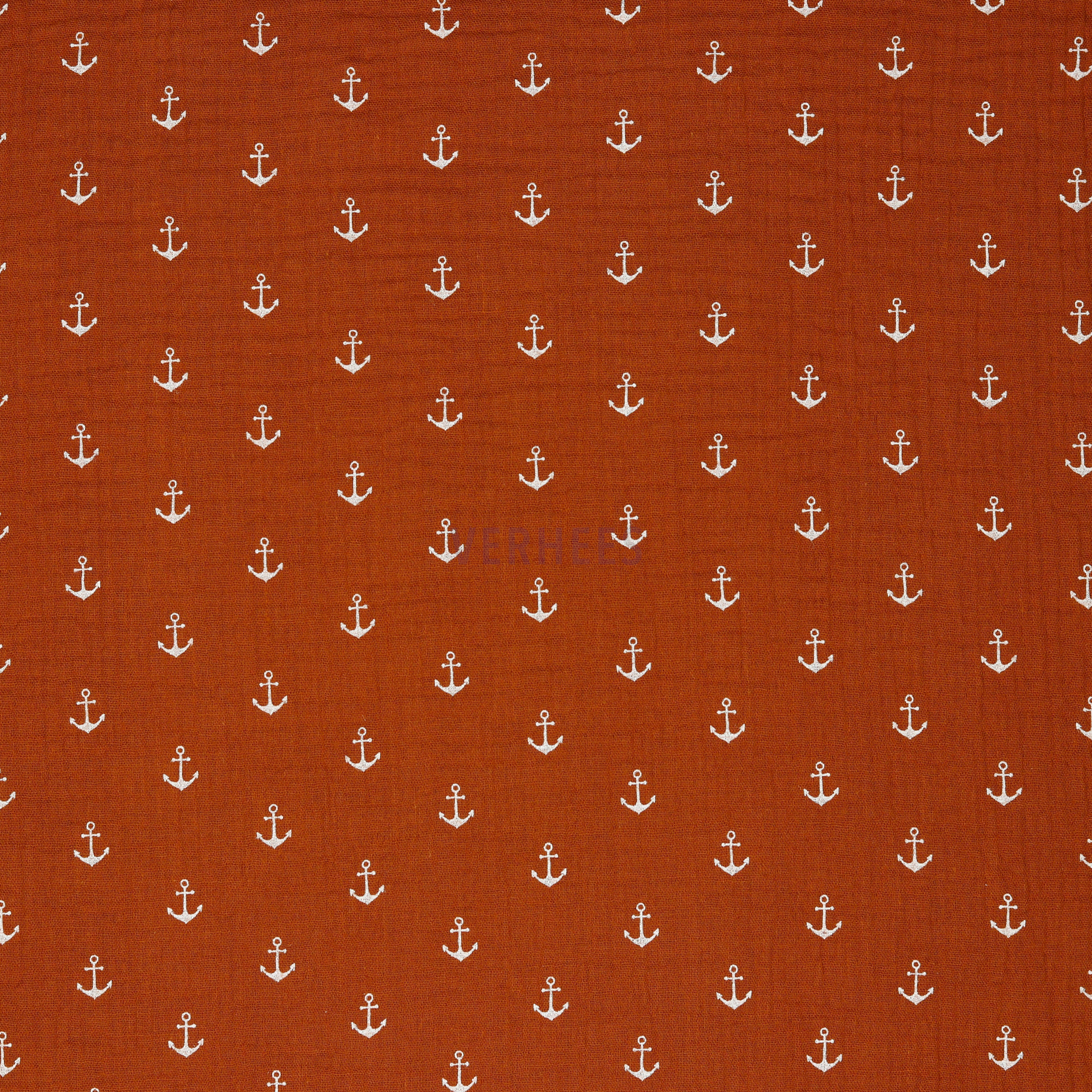 DOUBLE GAUZE ANCHOR RUST/WHITE (high resolution)