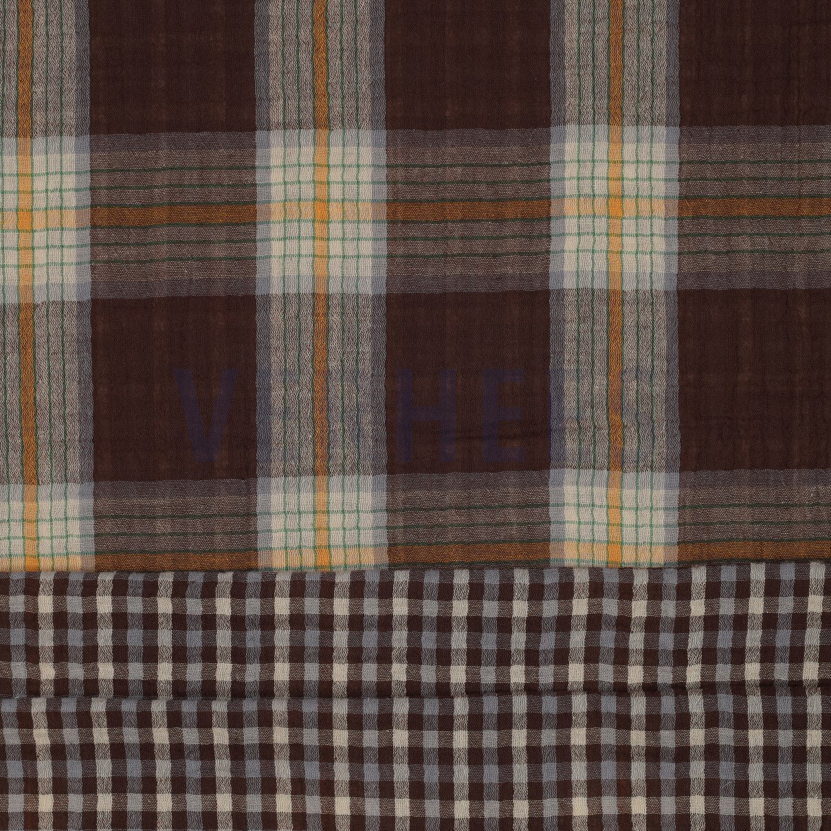 DOUBLE SIDED DOUBLE GAUZE CHECKS BROWN COMBO (high resolution)