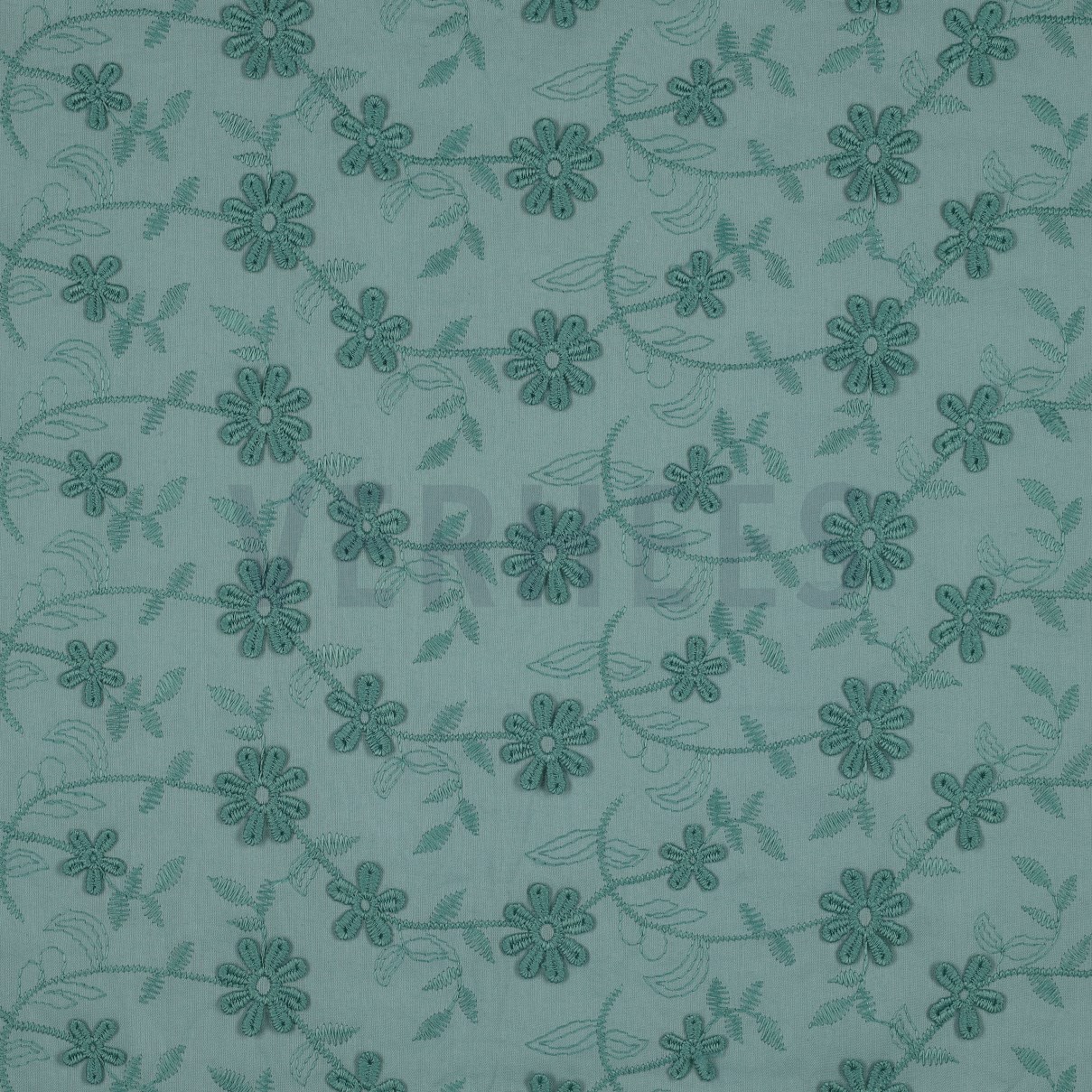 COTTON VOILE EMBROIDERY FLOWERS OLD GREEN (high resolution)