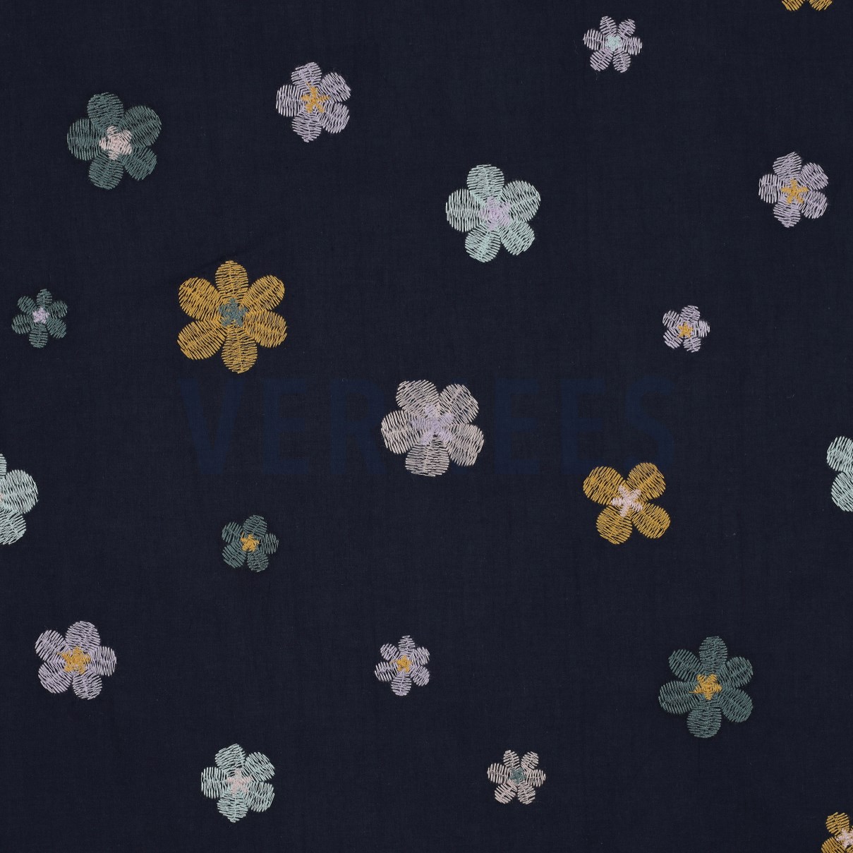 COTTON VOILE EMBROIDERY FLOWERS NAVY (high resolution)