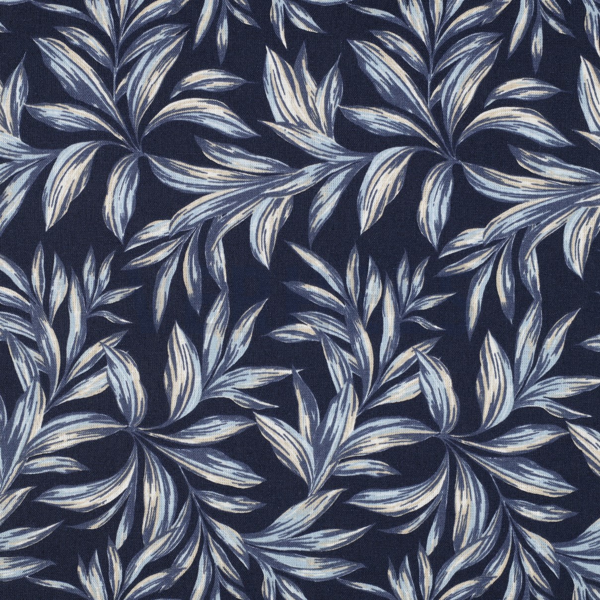 LINEN VISCOSE WASHED LEAVES NAVY (high resolution)