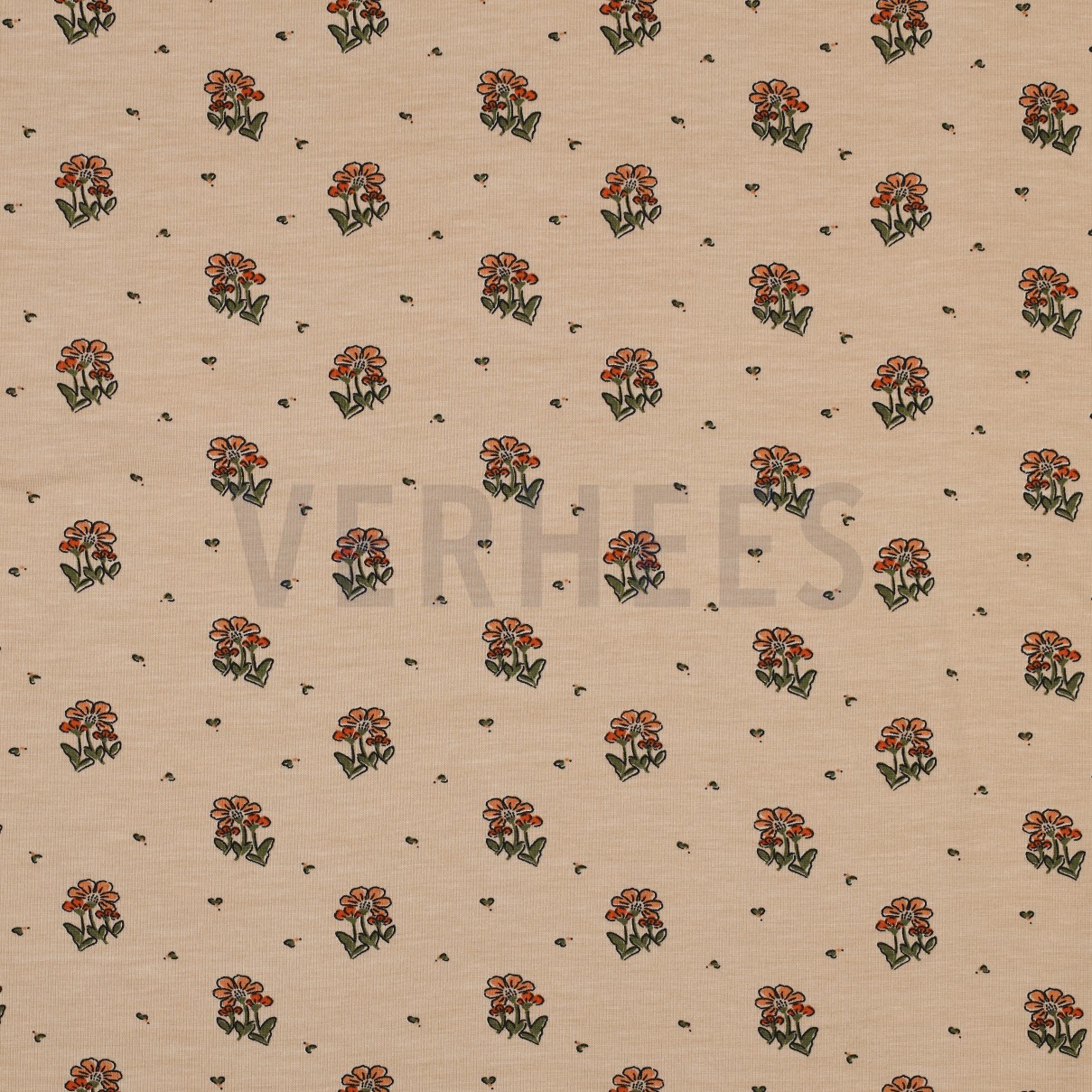 BAMBOO COTTON JERSEY SMALL FLOWERS SAND (high resolution)