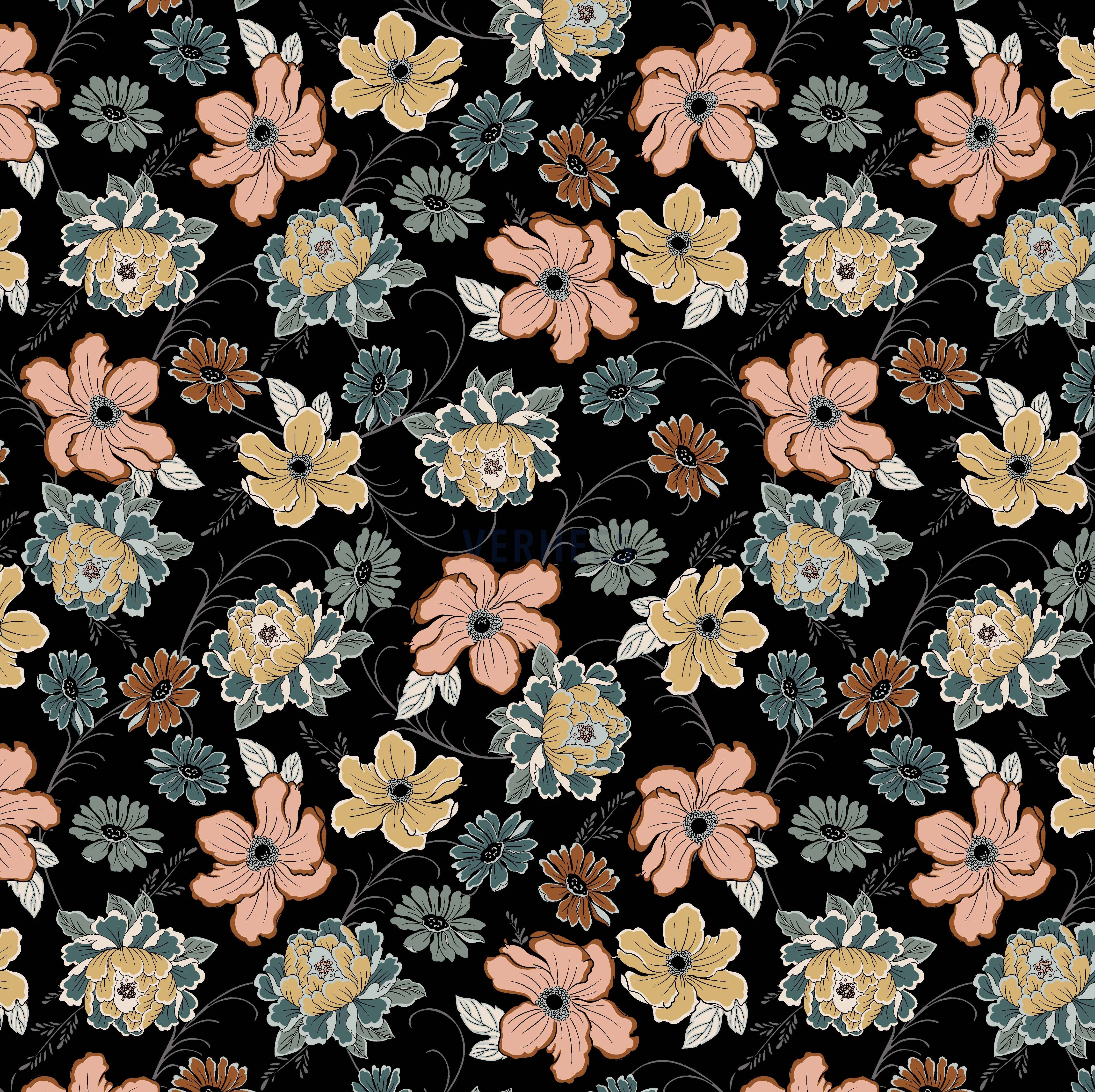 ROSELLA STRETCH FLOWERS BLACK (high resolution)
