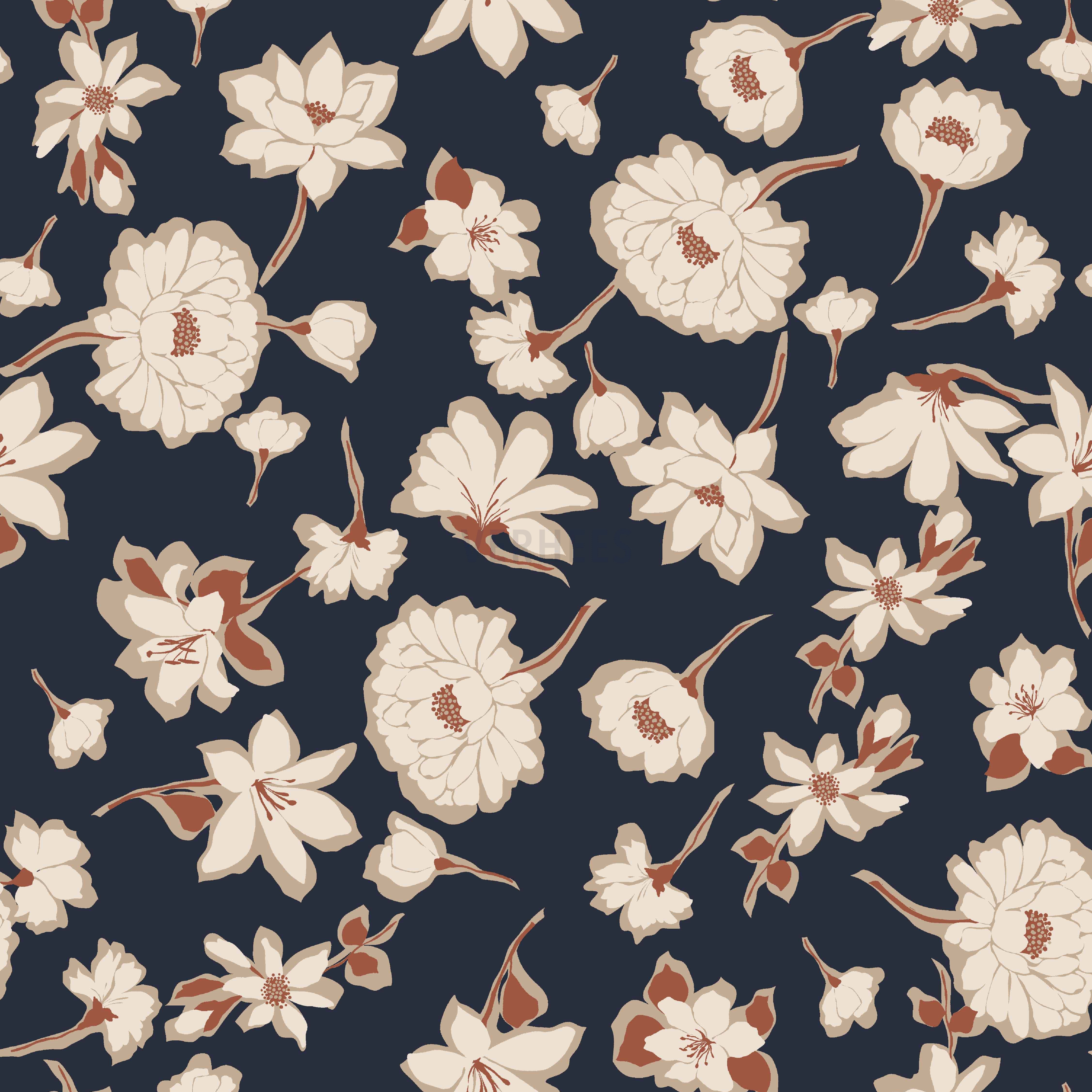 LINEN WASHED BIG FLOWERS NAVY (high resolution)