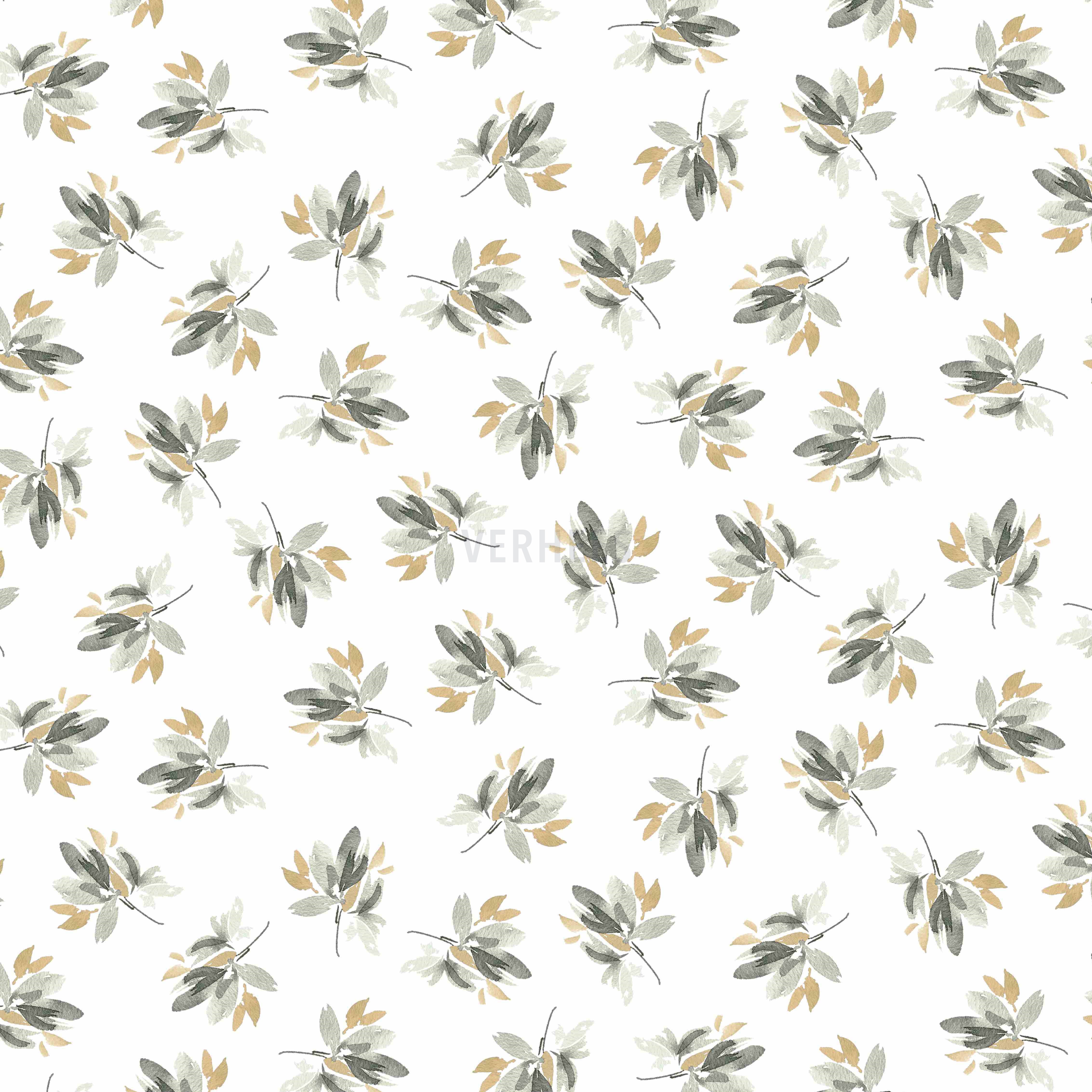 JERSEY DIGITAL FLOWERS AND LEAVES WHITE/GREEN (high resolution)