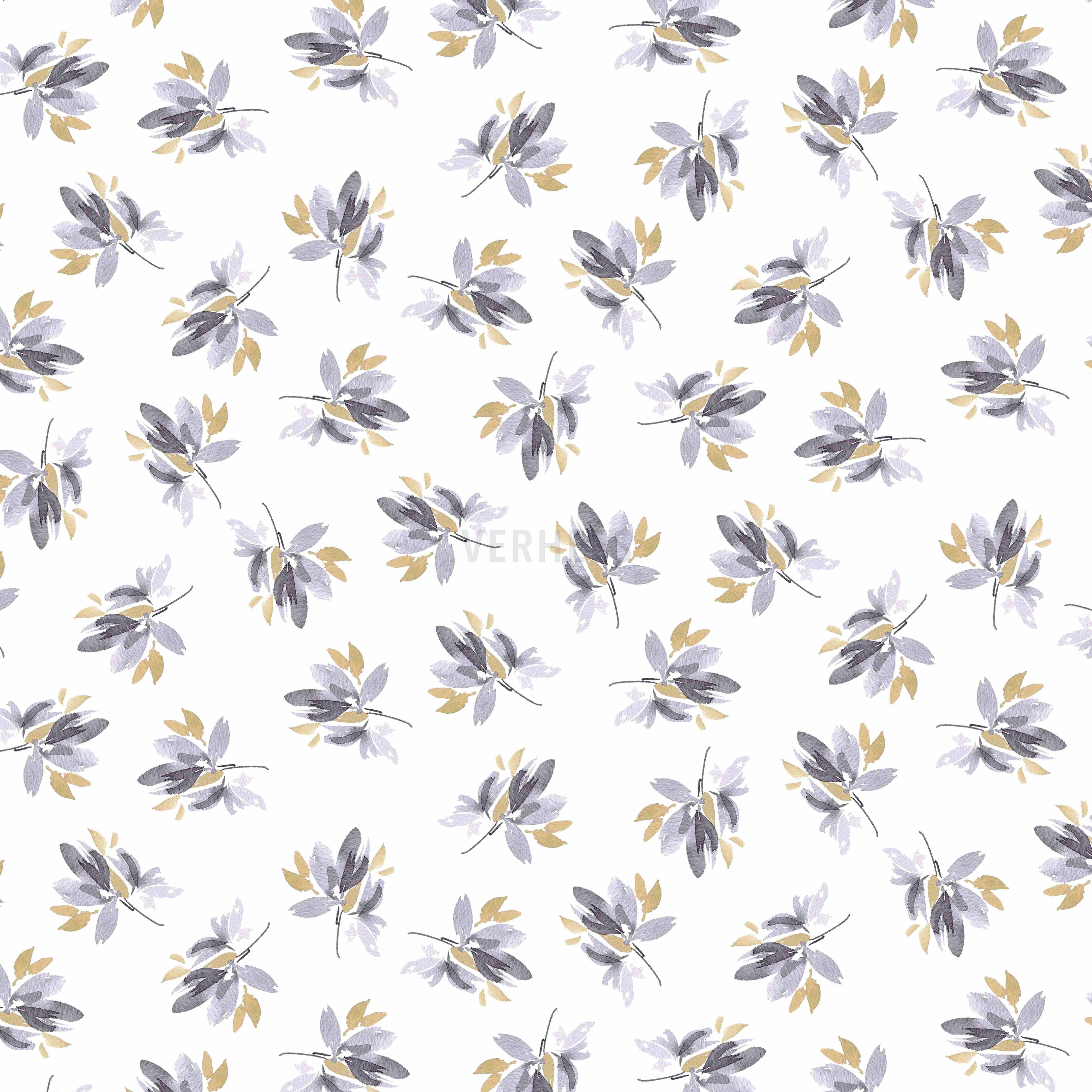 JERSEY DIGITAL FLOWERS AND LEAVES WHITE/ LAVENDER (high resolution)