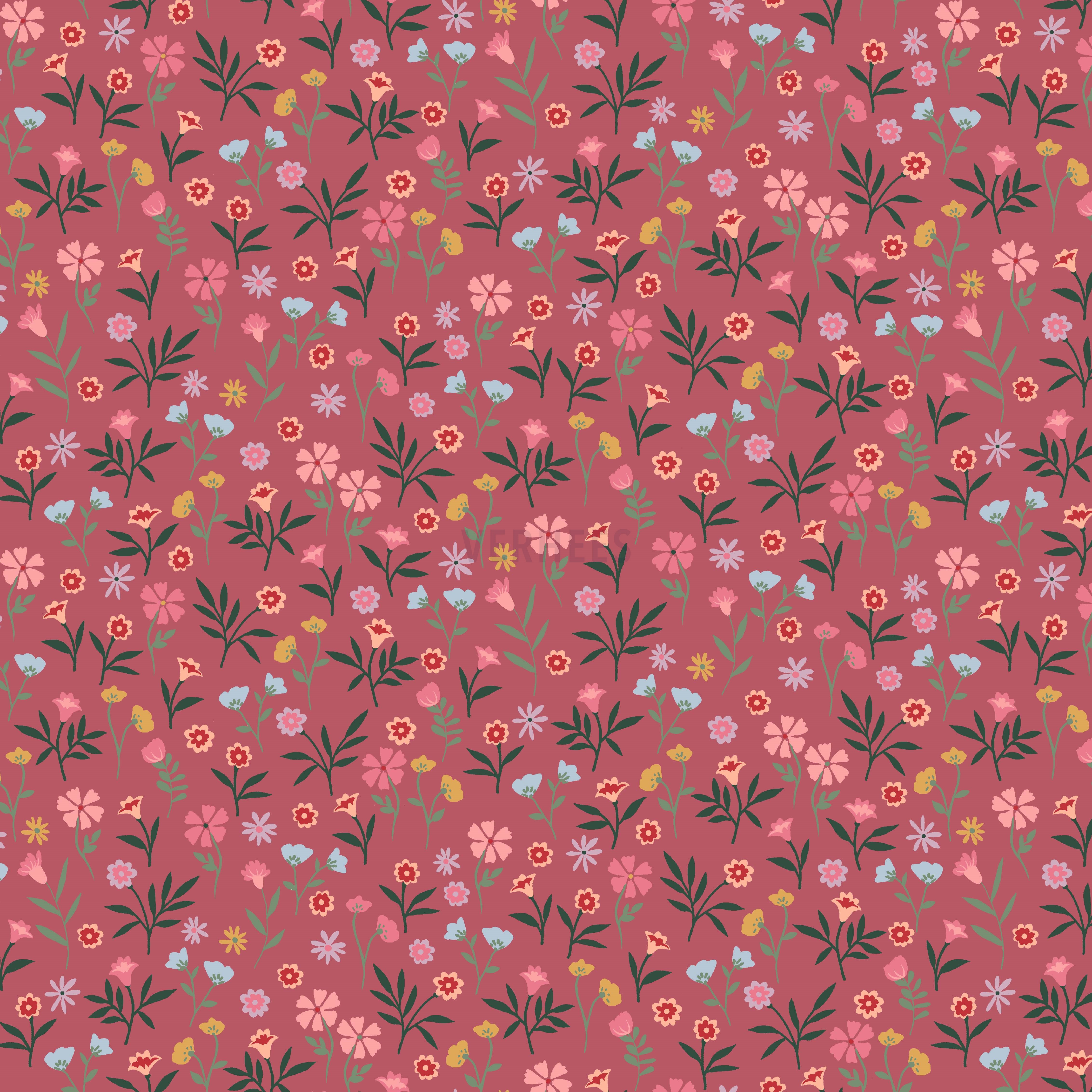 POPLIN FLOWERS DARK ROSE (high resolution)