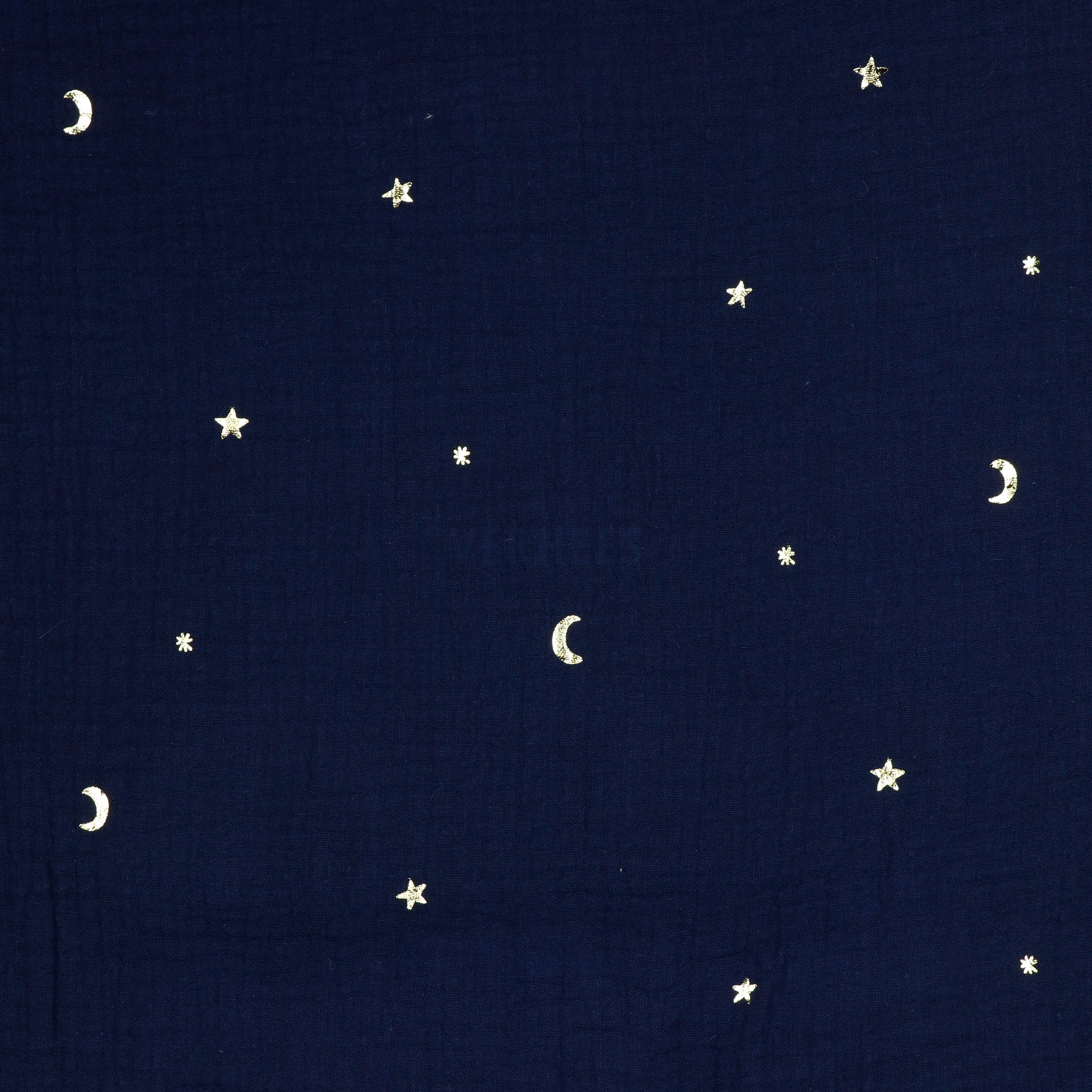 DOUBLE GAUZE FOIL MOON AND STARS NAVY (high resolution)