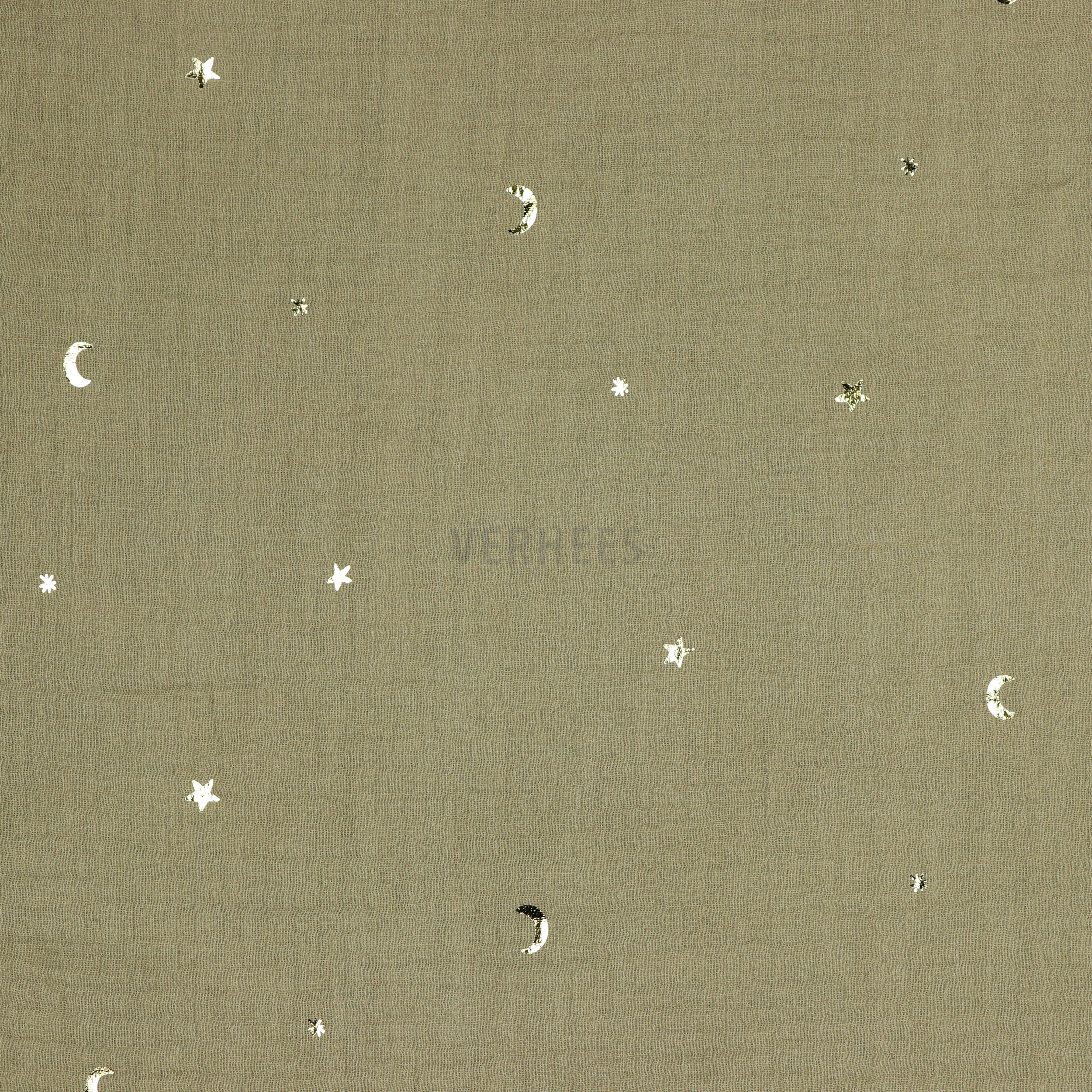 DOUBLE GAUZE FOIL MOON AND STARS TAUPE (high resolution)