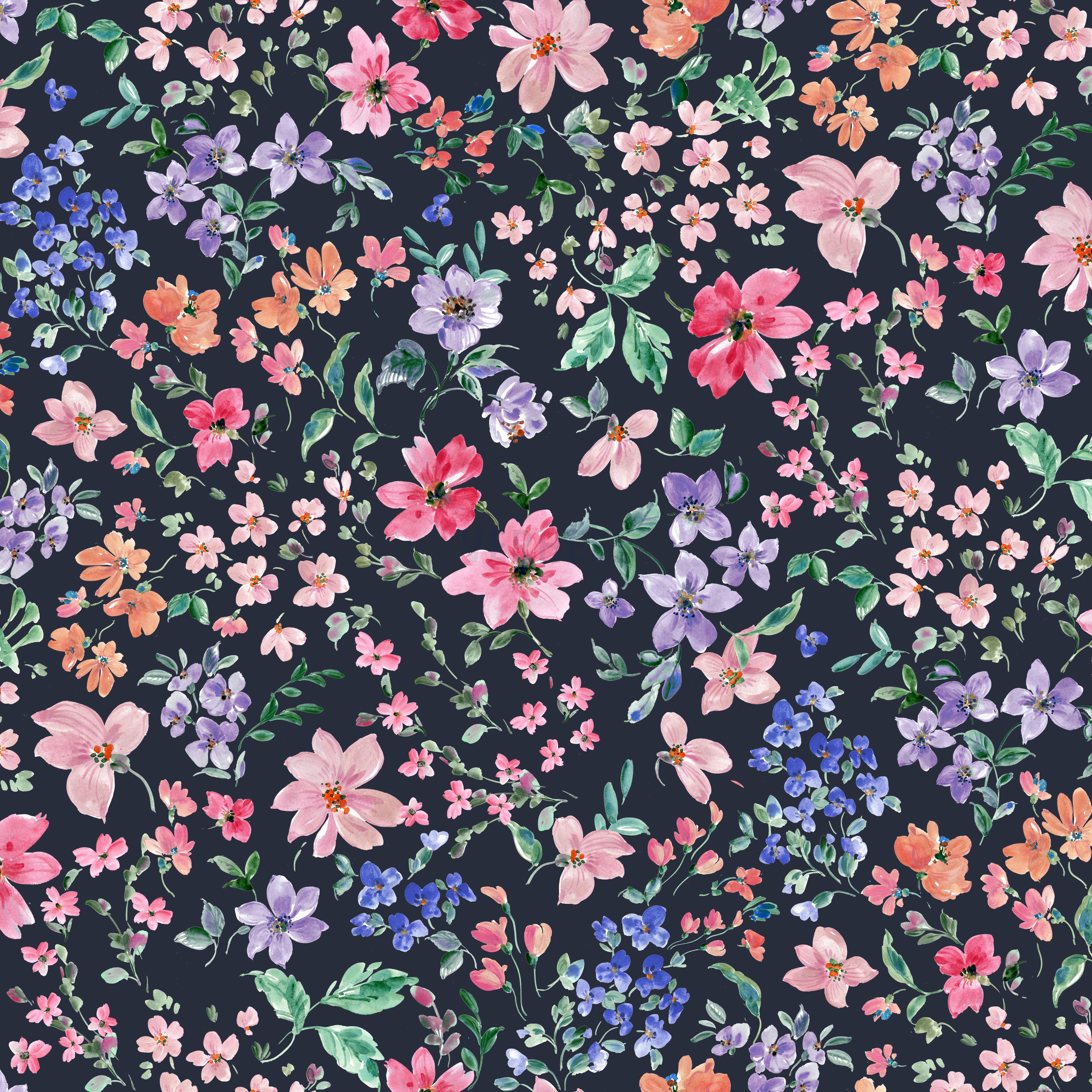 FRENCH TERRY DIGITAL FLOWERS NAVY (high resolution)