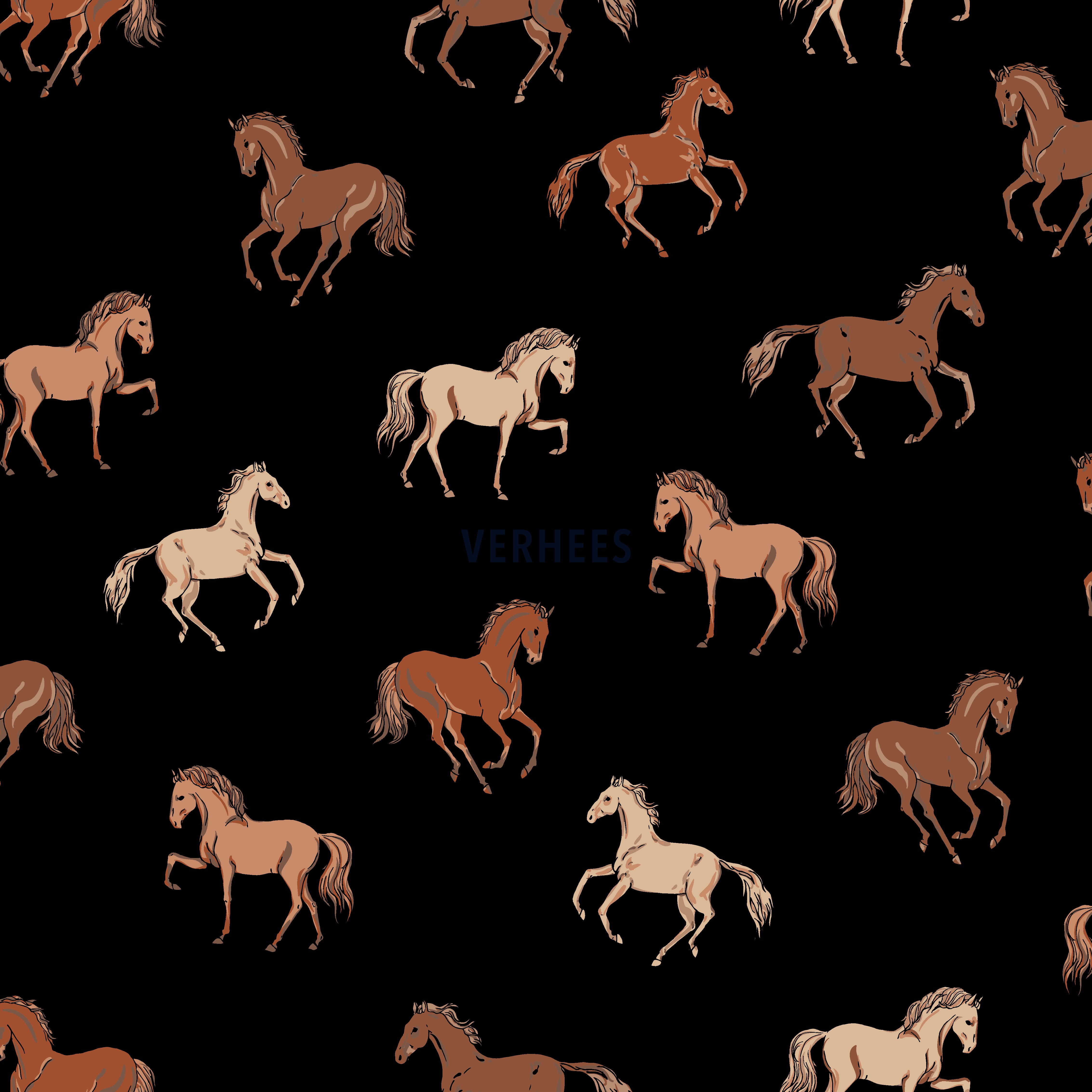 FRENCH TERRY HORSES BLACK (high resolution)