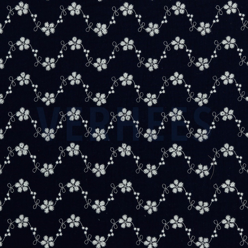 DOUBLE GAUZE WHITE EMBROIDERY NAVY (high resolution)