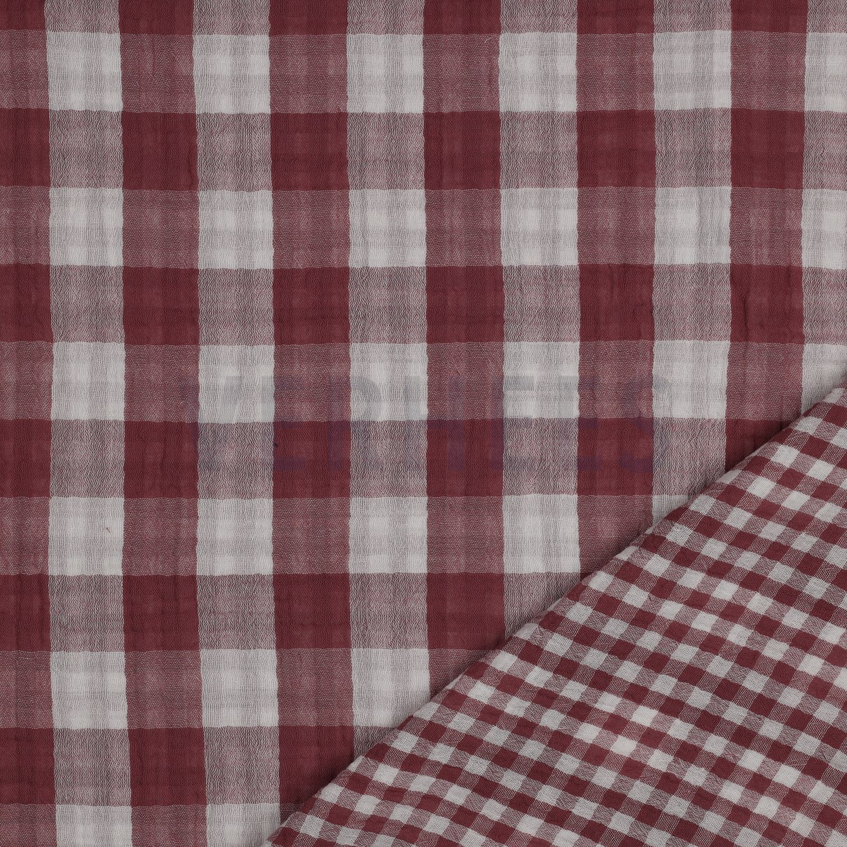 DOUBLE GAUZE DOUBLE SIDED CHECKS ROSEWOOD (high resolution)