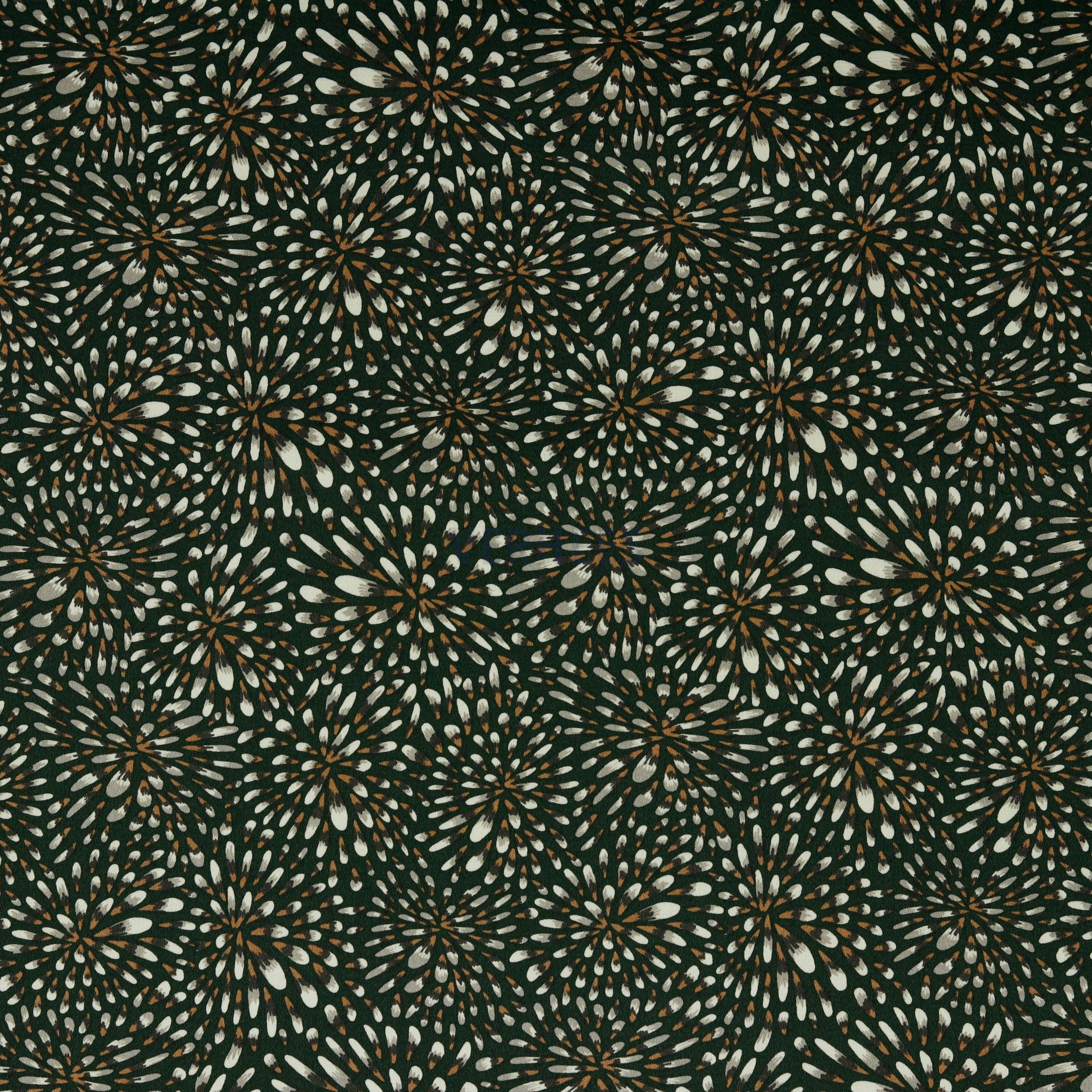COTTON SATIN STRETCH LEAVES ARMY GREEN (high resolution)