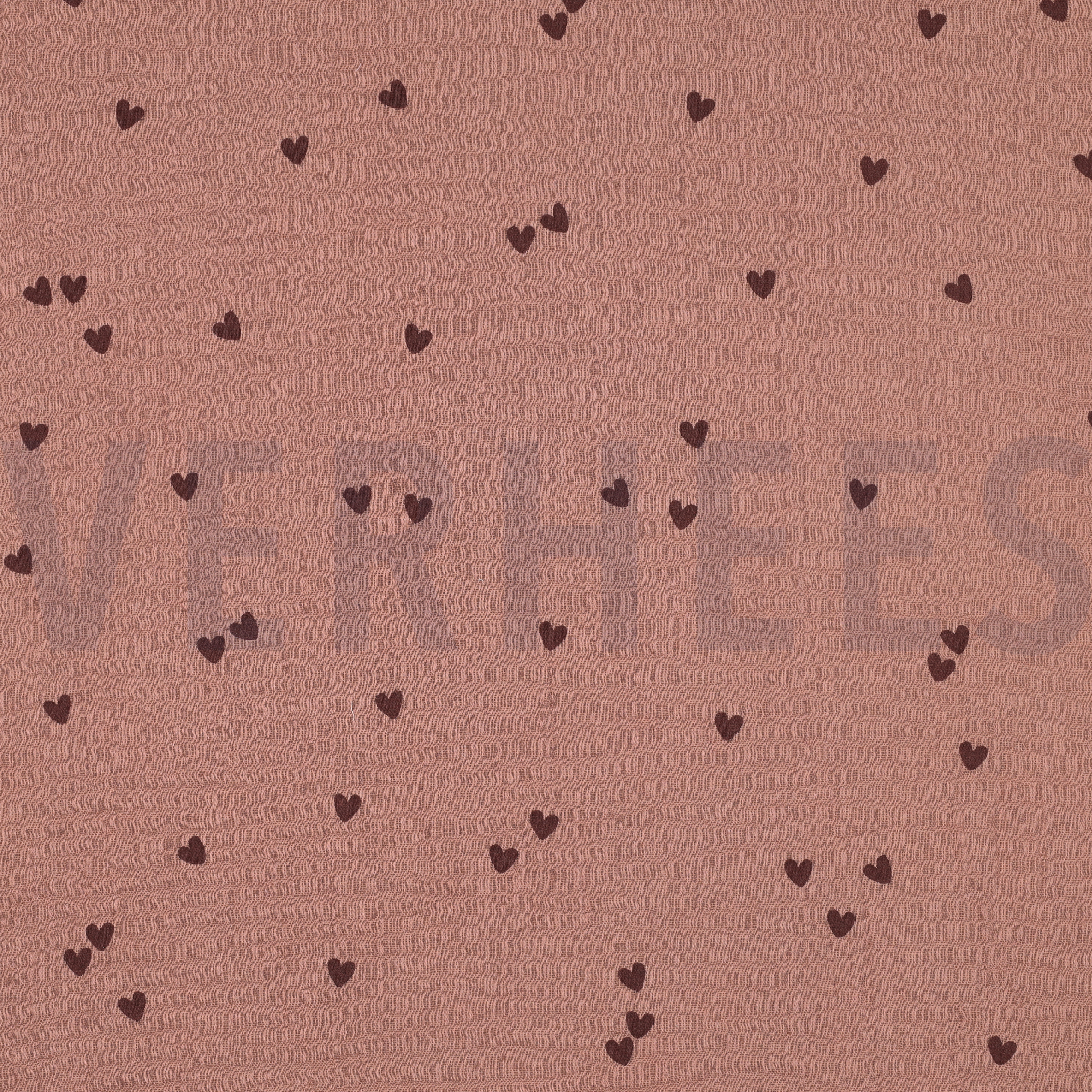 DOUBLE GAUZE SMALL HEARTS MOCHA (high resolution)
