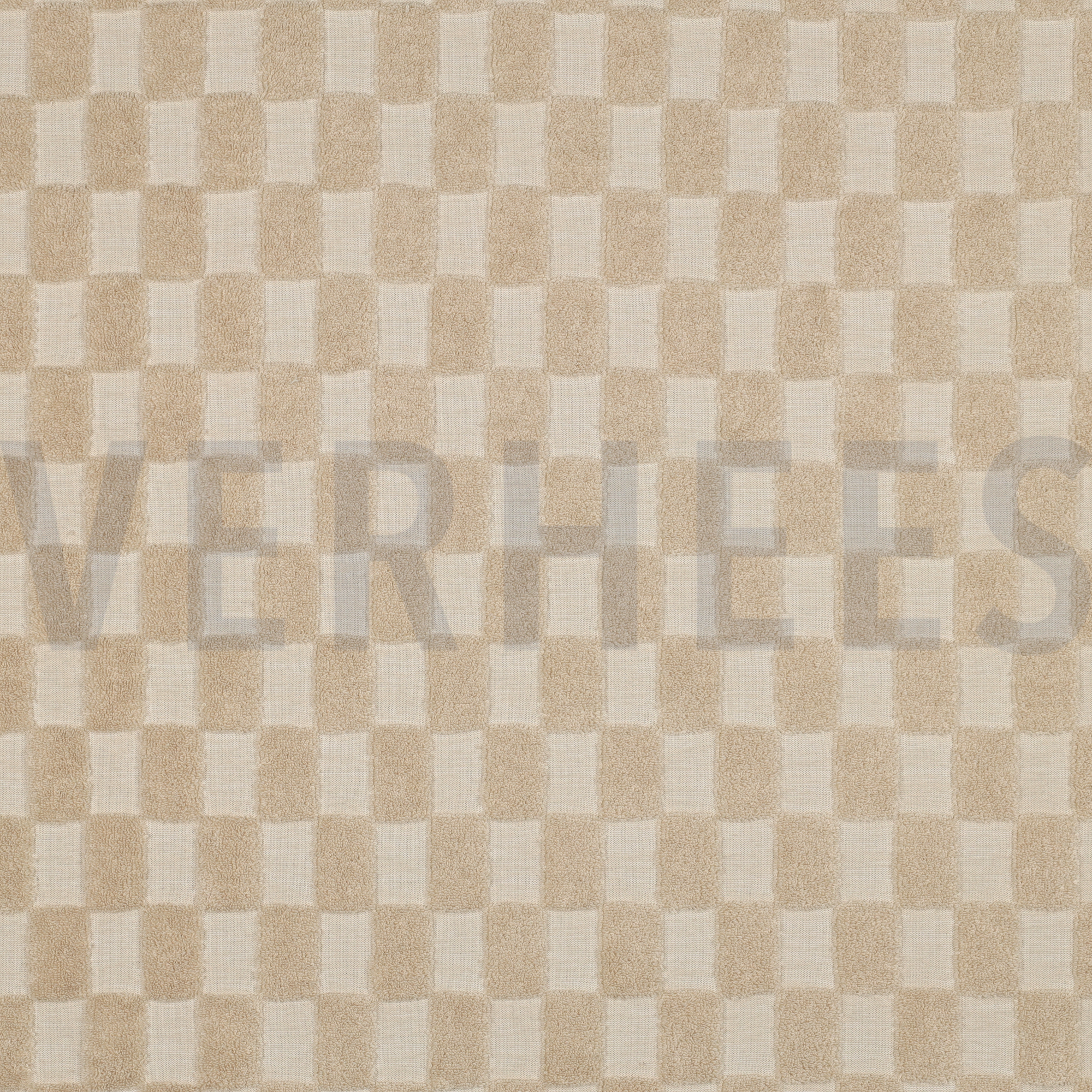 COTTON TOWELLING KNIT CHECKS SAND (high resolution)