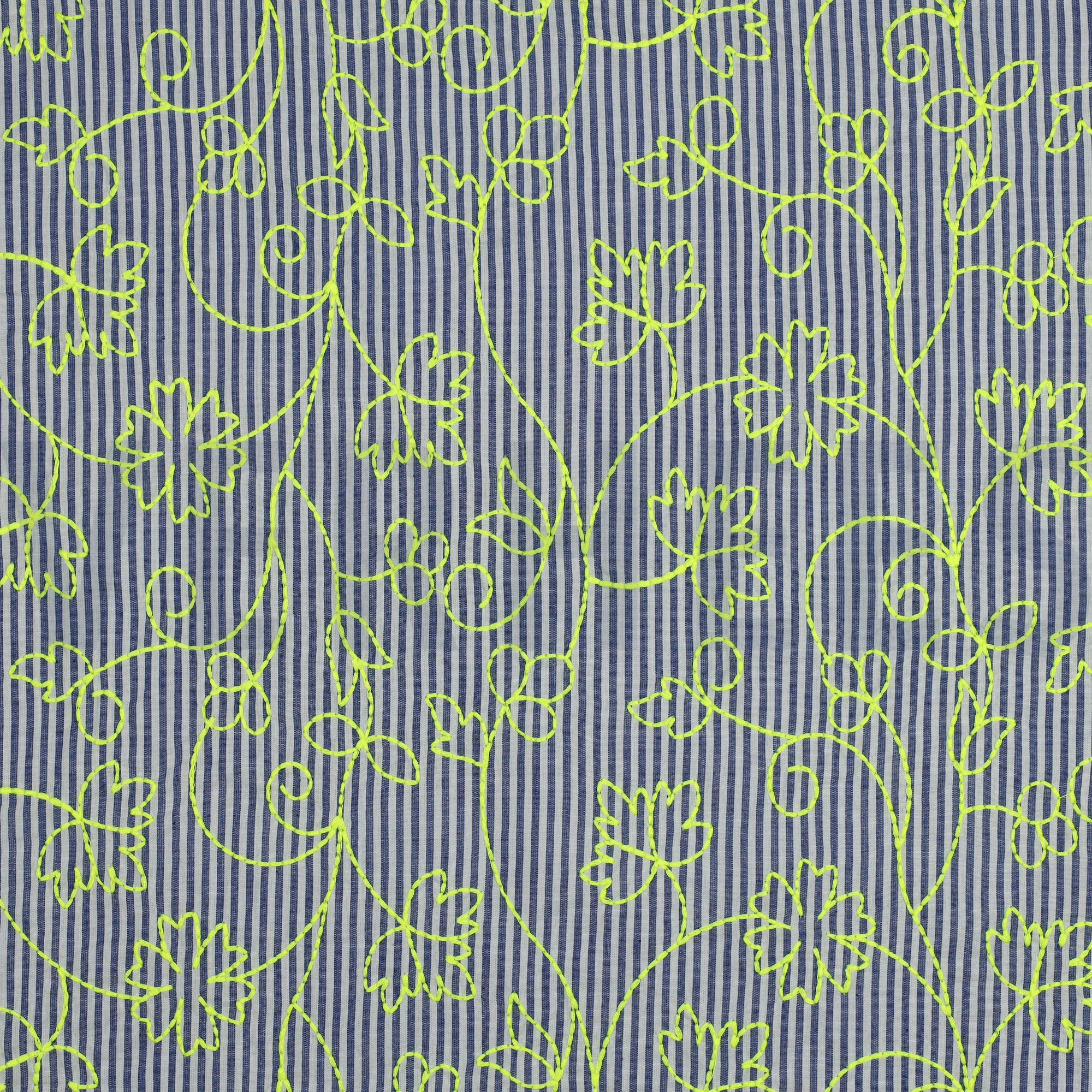 COTTON STRIPES NEON EMBROIDERY BLUE WITH GREEN NEON (high resolution)