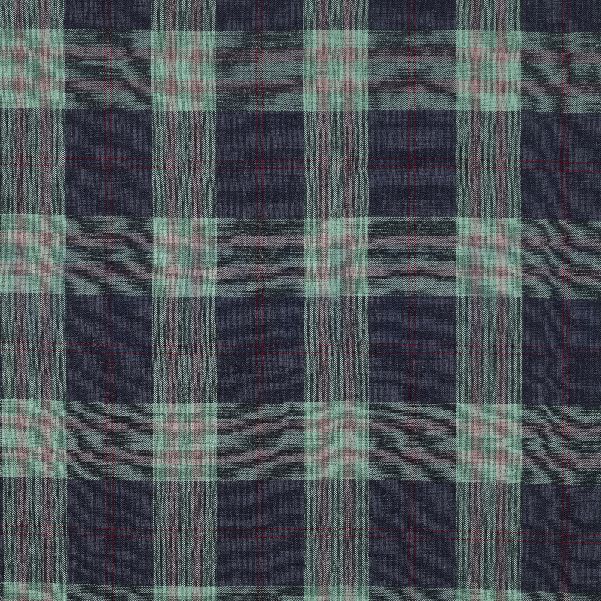LINEN VISCOSE YARN DYED CHECKS GREEN (high resolution)
