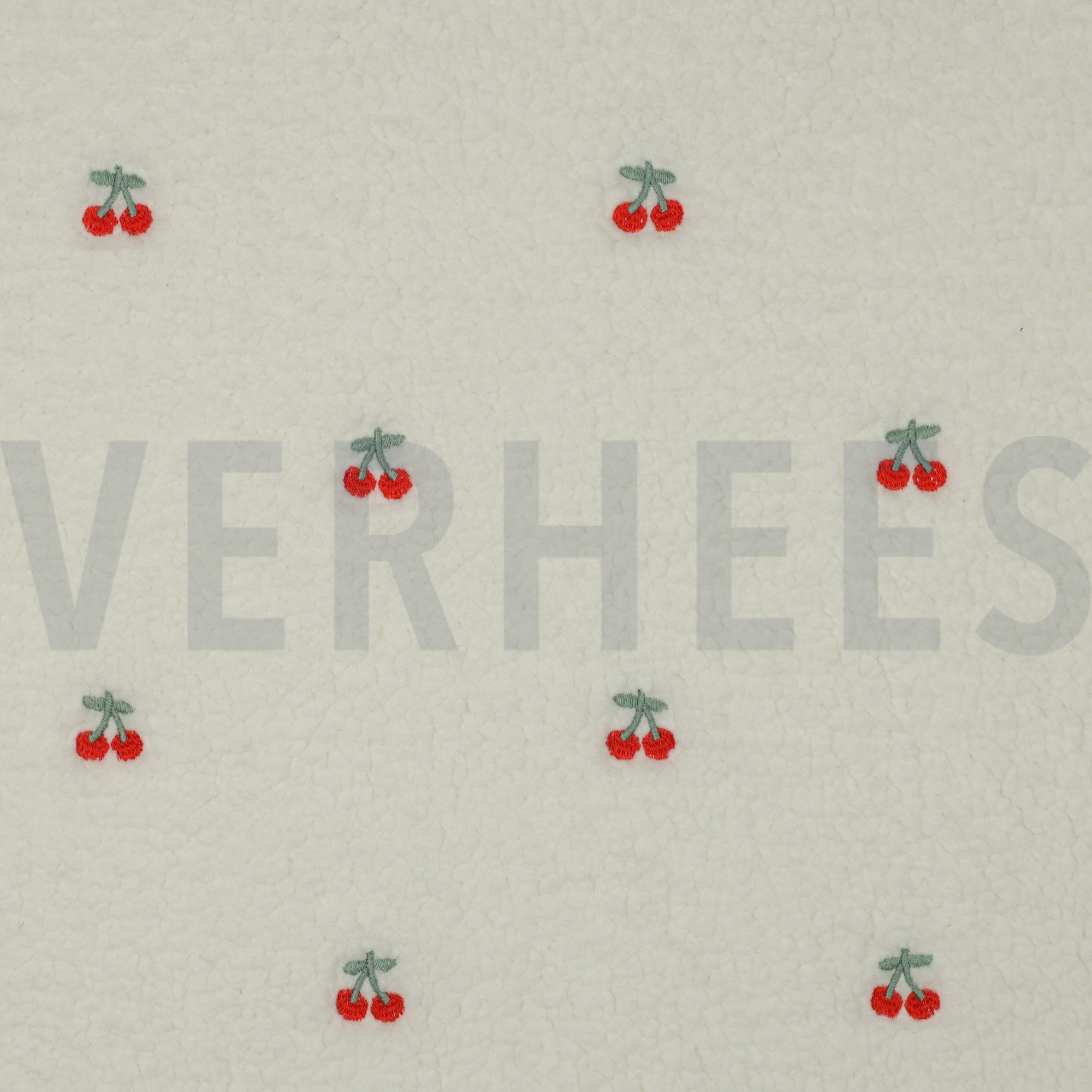 TEDDY EMBROIDERY CHERRIES ECRU (high resolution)
