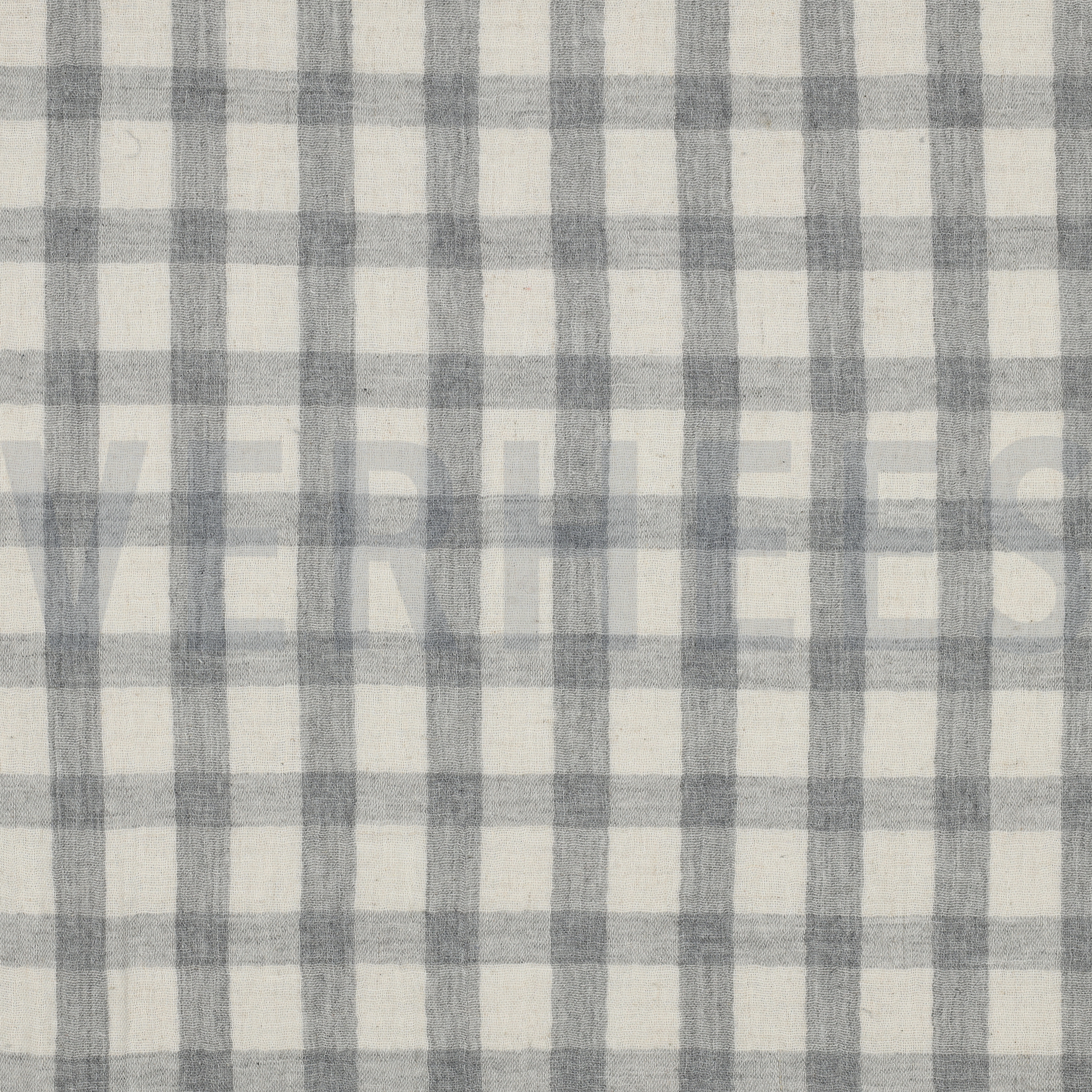 DOUBLE GAUZE LINEN YARN DYED CHECKS GREY / NATURAL (high resolution)