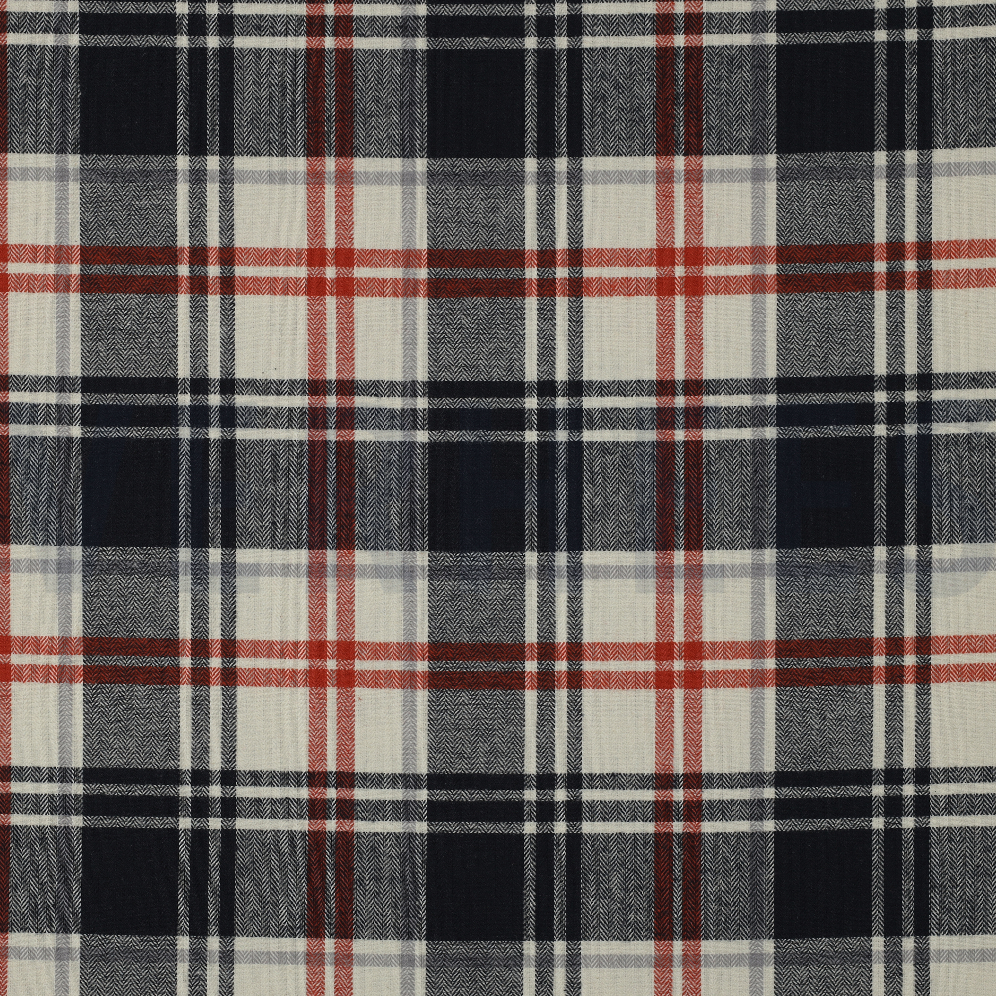 COTTON YARN DYED BRUSHED CHECKS NAVY / BRIQUE (high resolution)