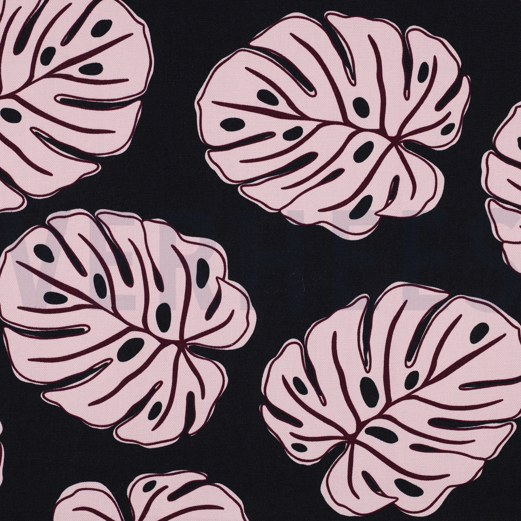 CANVAS MONSTERA LEAVES NAVY (high resolution)