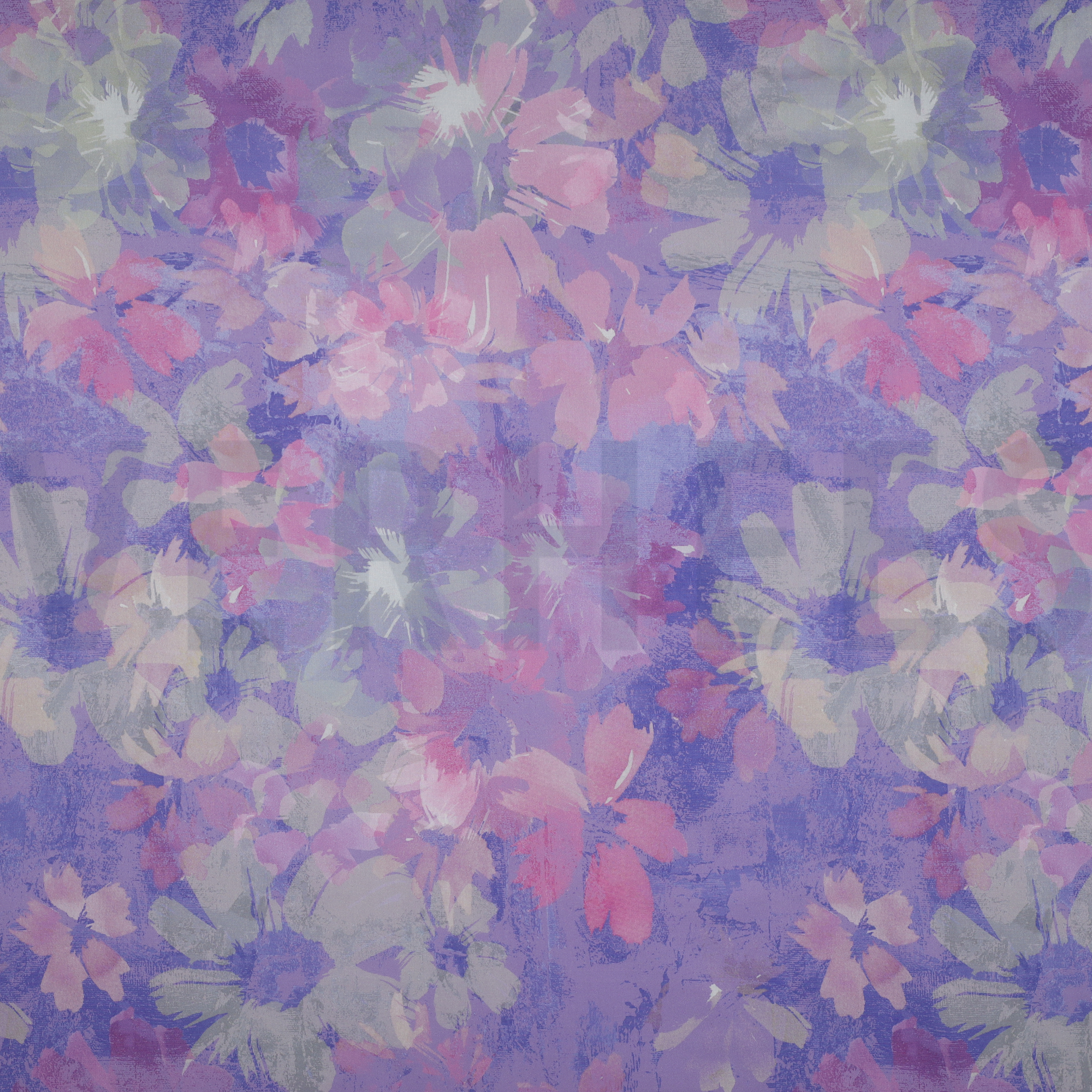 COTTON VOILE DIGITAL FLOWERS LAVENDER (high resolution)