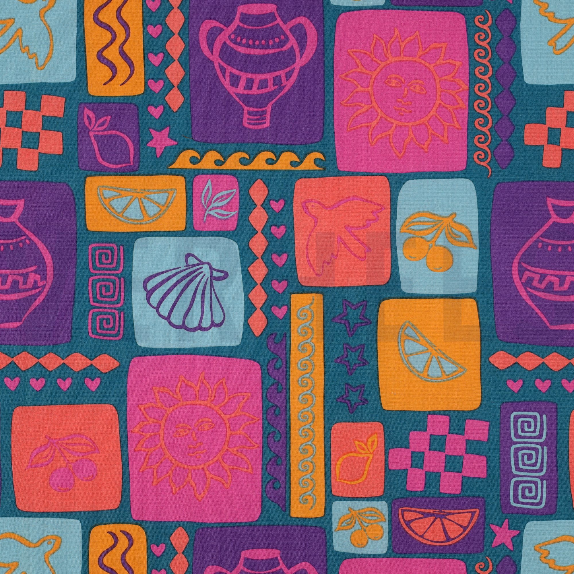 FINE POPLIN SUMMER PATCHWORK PETROL (high resolution)