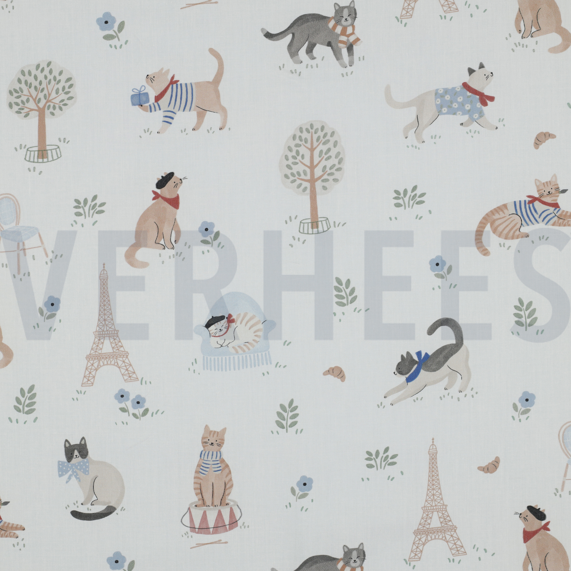FINE POPLIN DIGITAL VIVE LA FRANCE WHITE (high resolution)