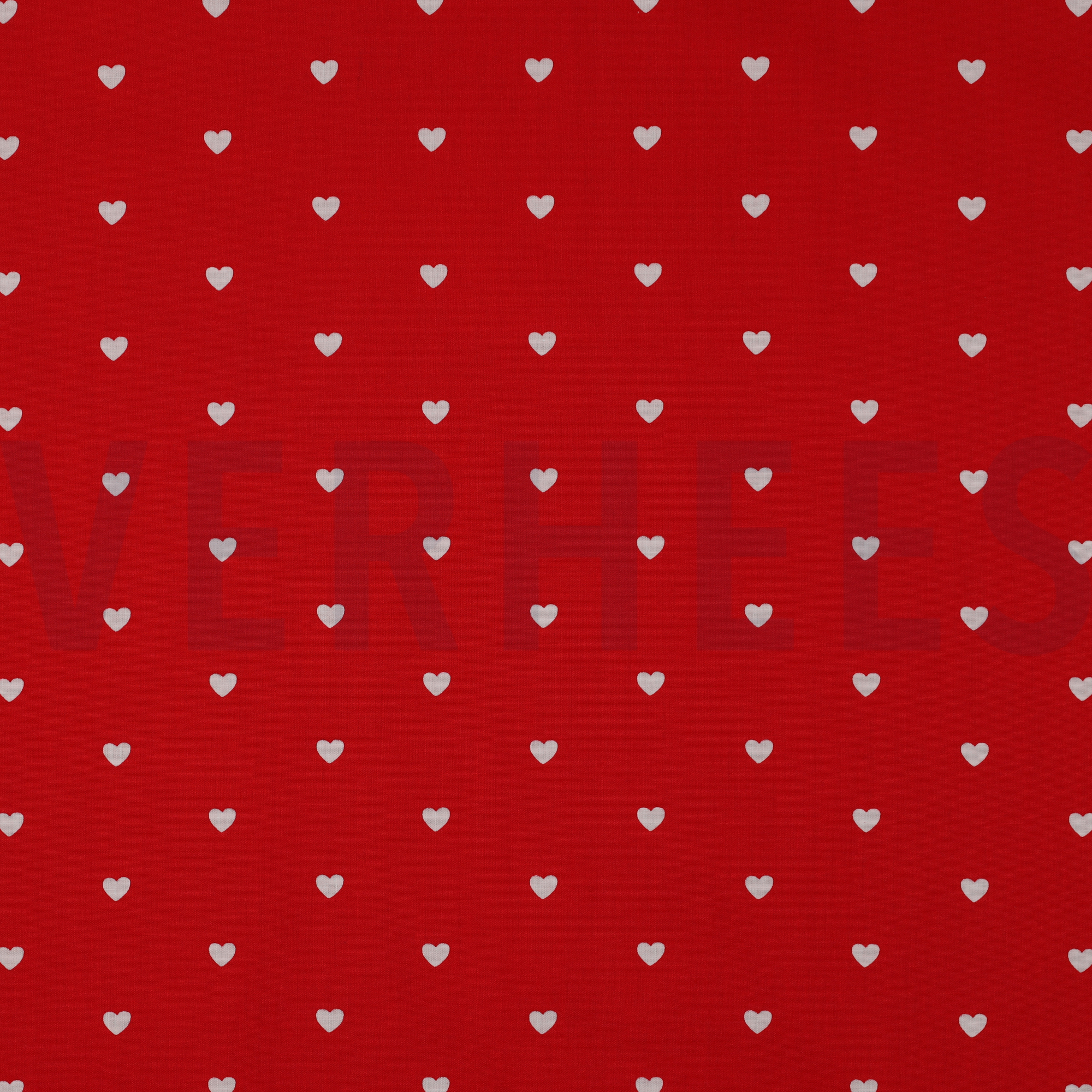 FINE POPLIN HEARTS DARK RED / WHITE (high resolution)