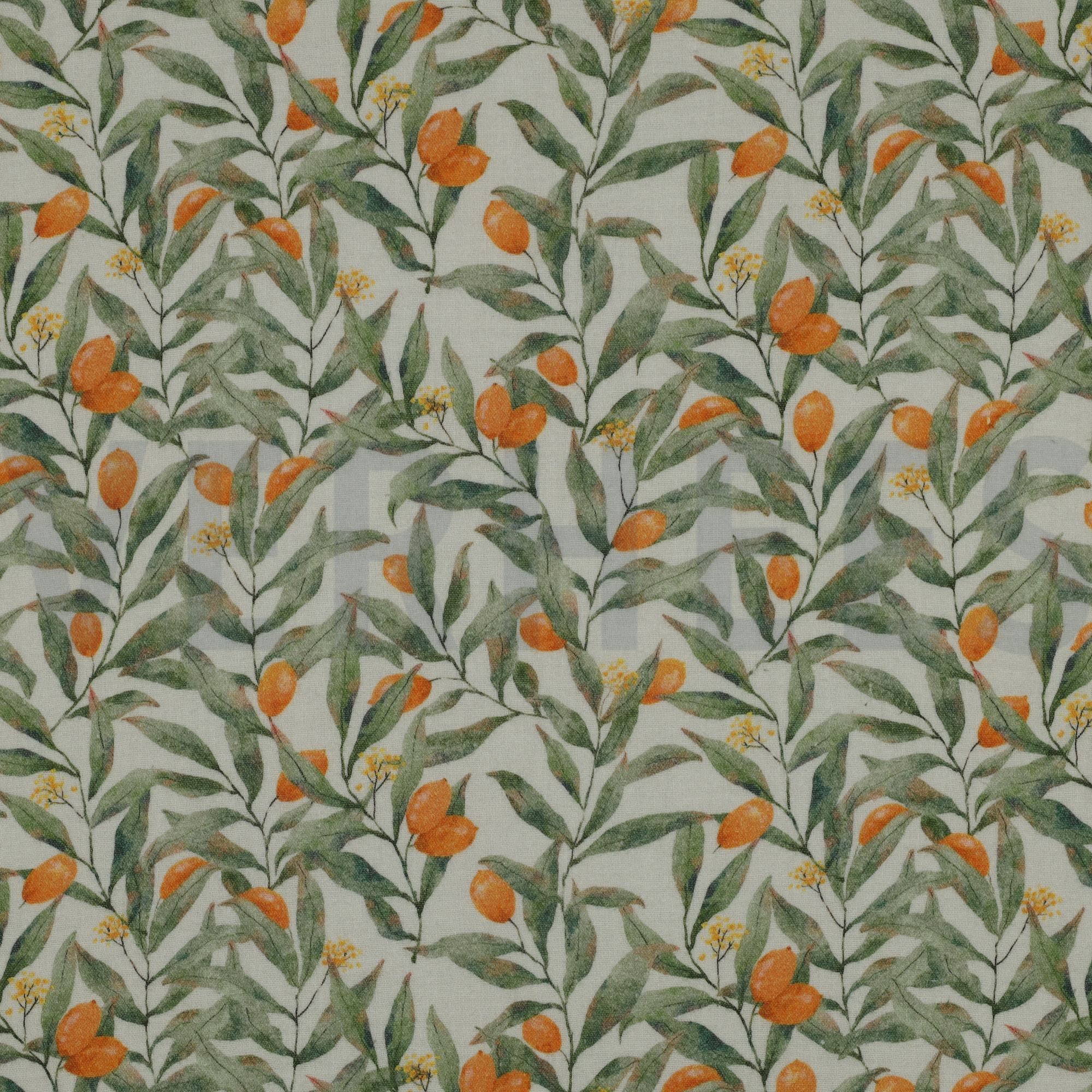 DOUBLE GAUZE DIGITAL LEAVES OFF-WHITE (high resolution)