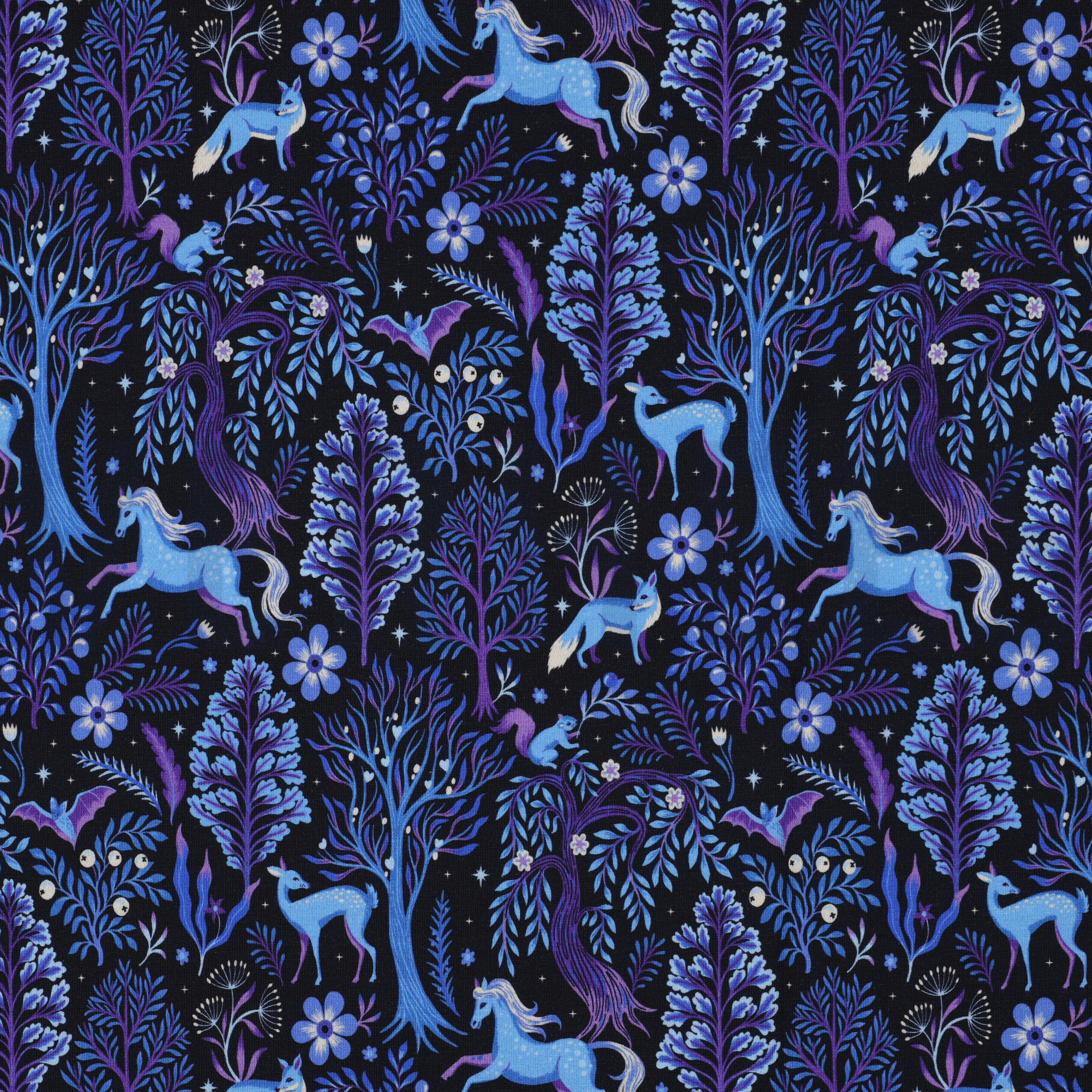 FRENCH TERRY DIGITAL FOREST ANIMALS NAVY (high resolution)