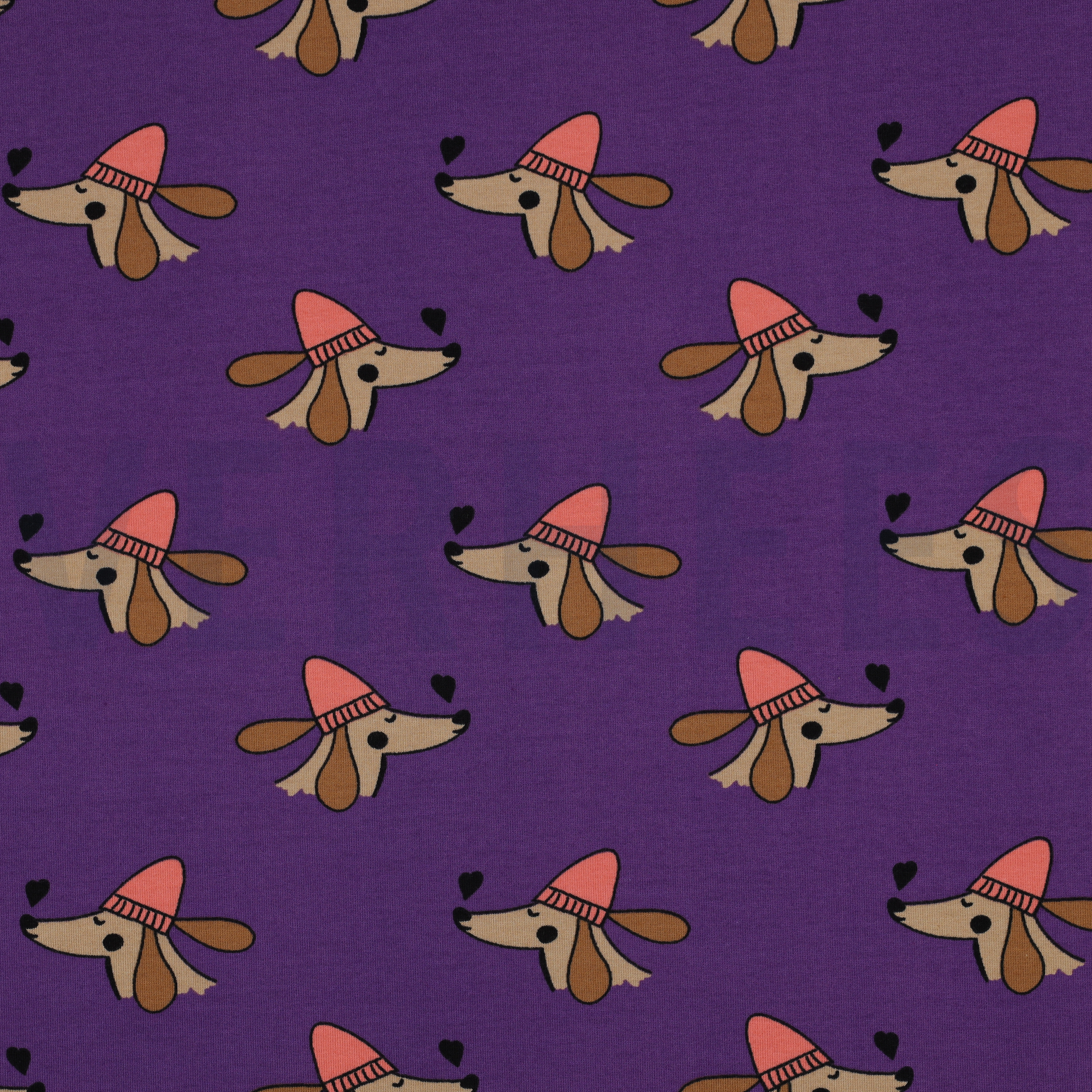FRENCH TERRY DOGS AND HEARTS PURPLE (high resolution)