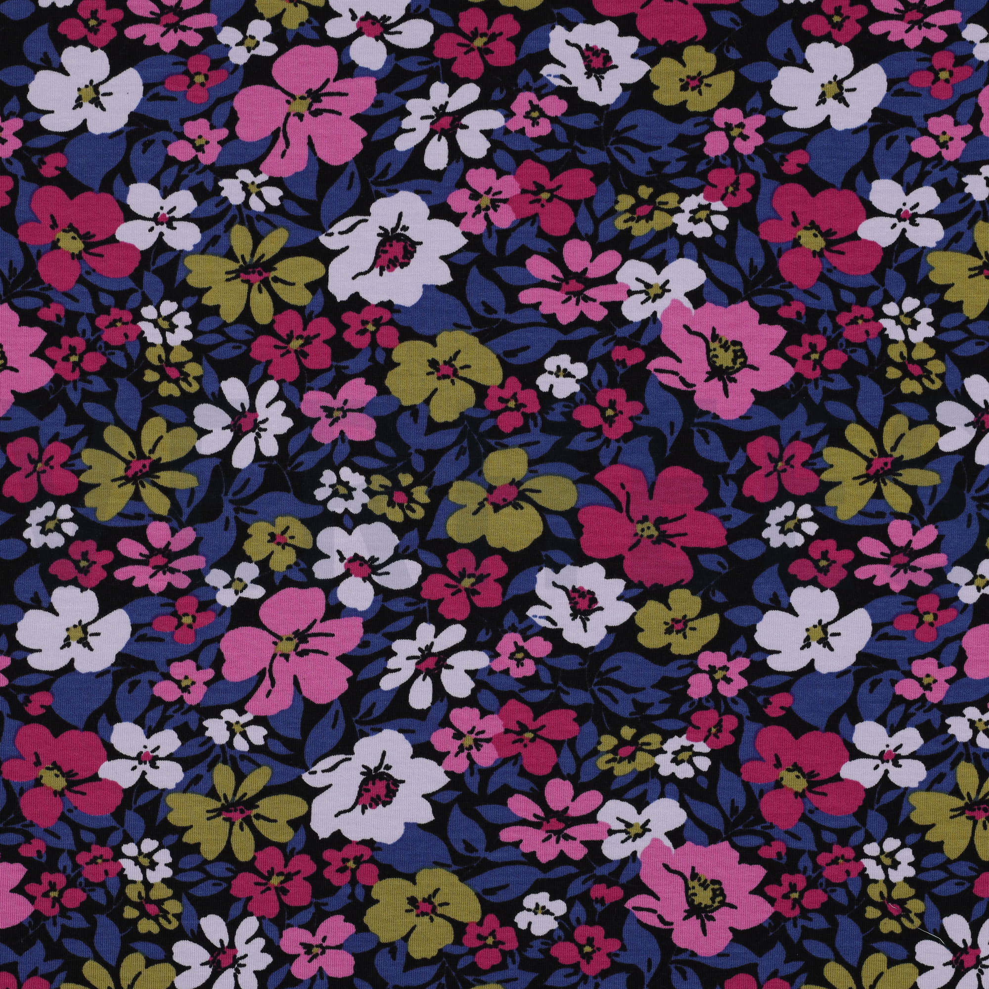 FRENCH TERRY FLOWERS BLACK/ BLUE (high resolution)