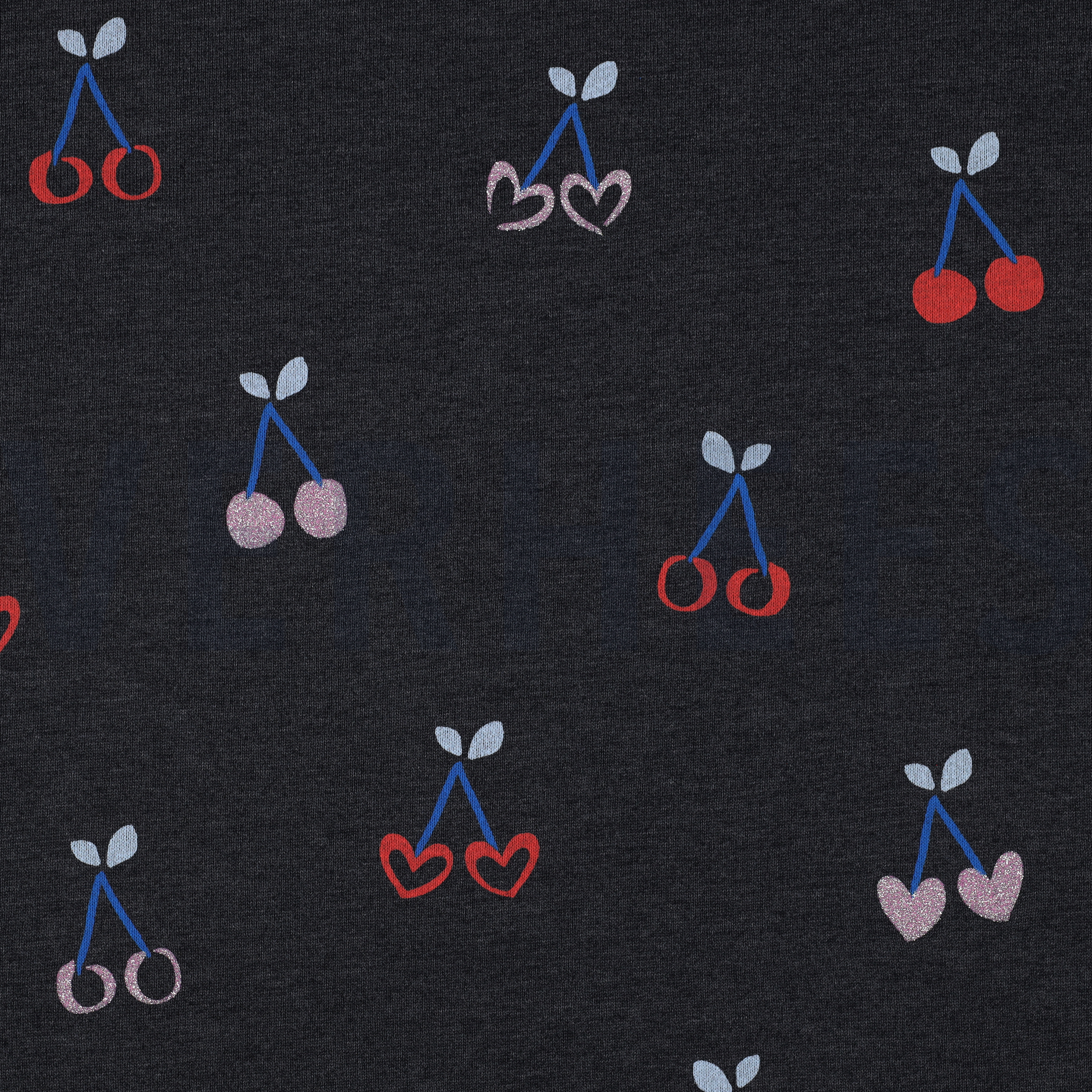 SWEAT MELANGE GLITTER CHERRIES INDIGO (high resolution)
