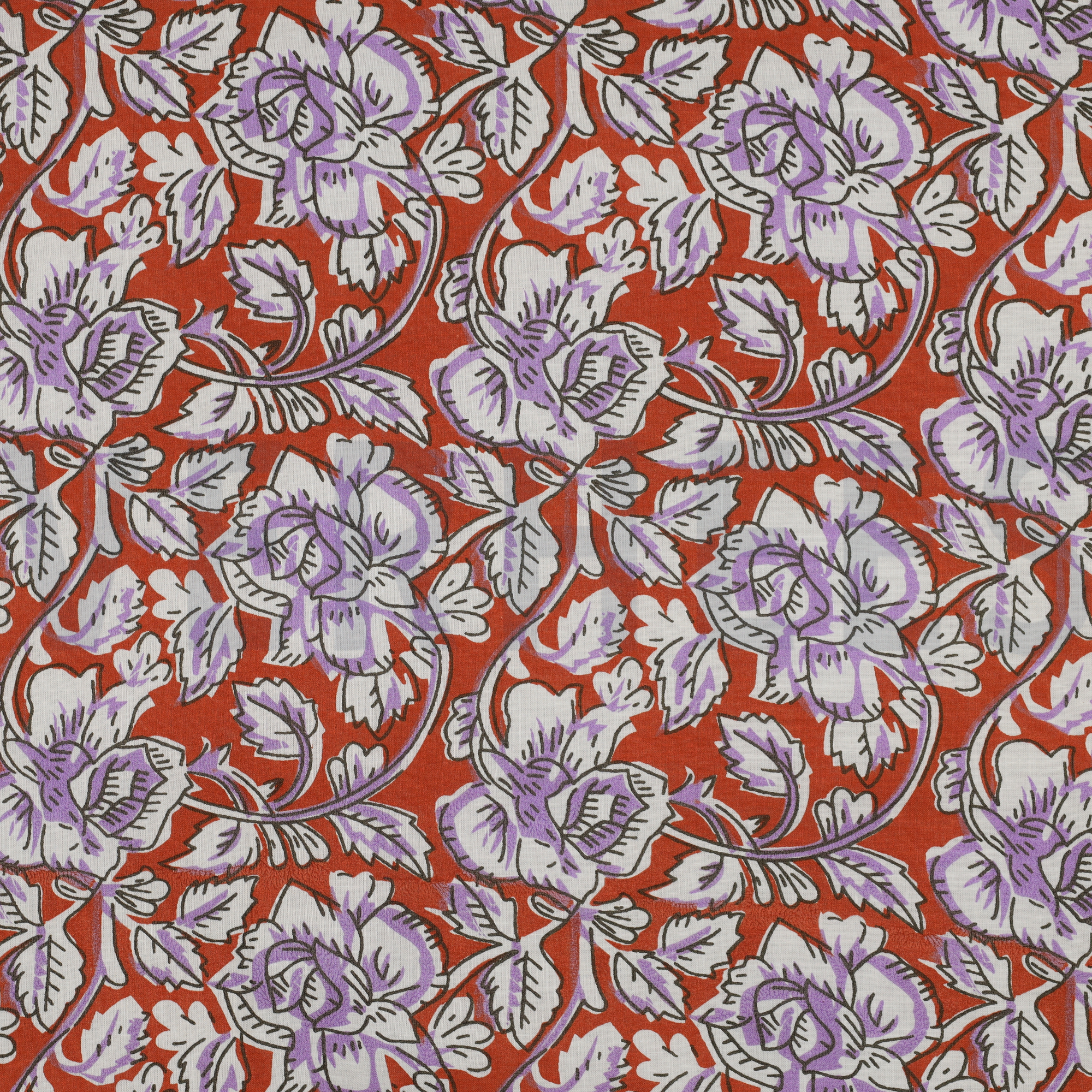 HANDCRAFTED BLOCK-PRINTED COTTON FLOWERS TERRACOTTA (high resolution)