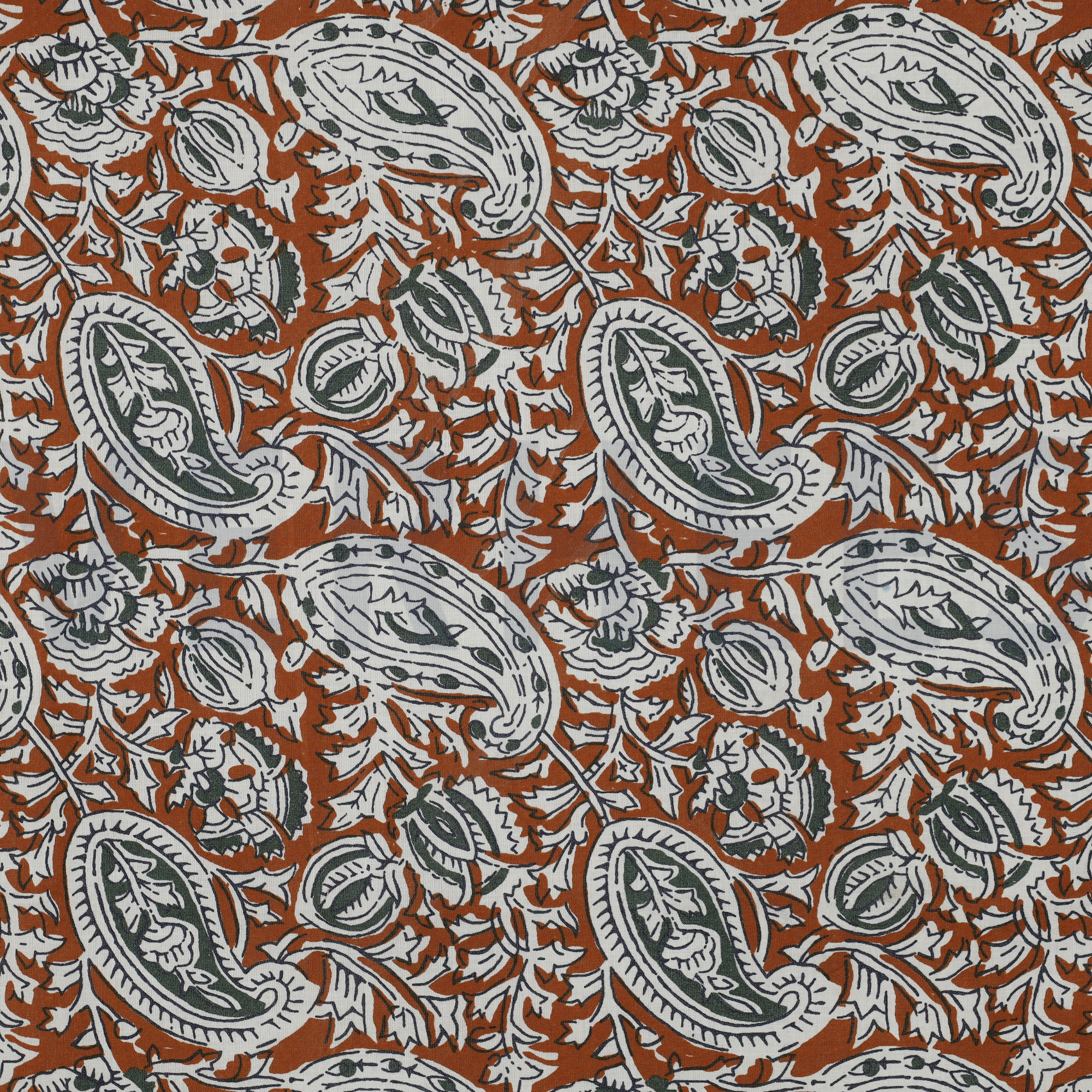 HANDCRAFTED BLOCK-PRINTED COTTON PAISLEY COGNAC (high resolution)