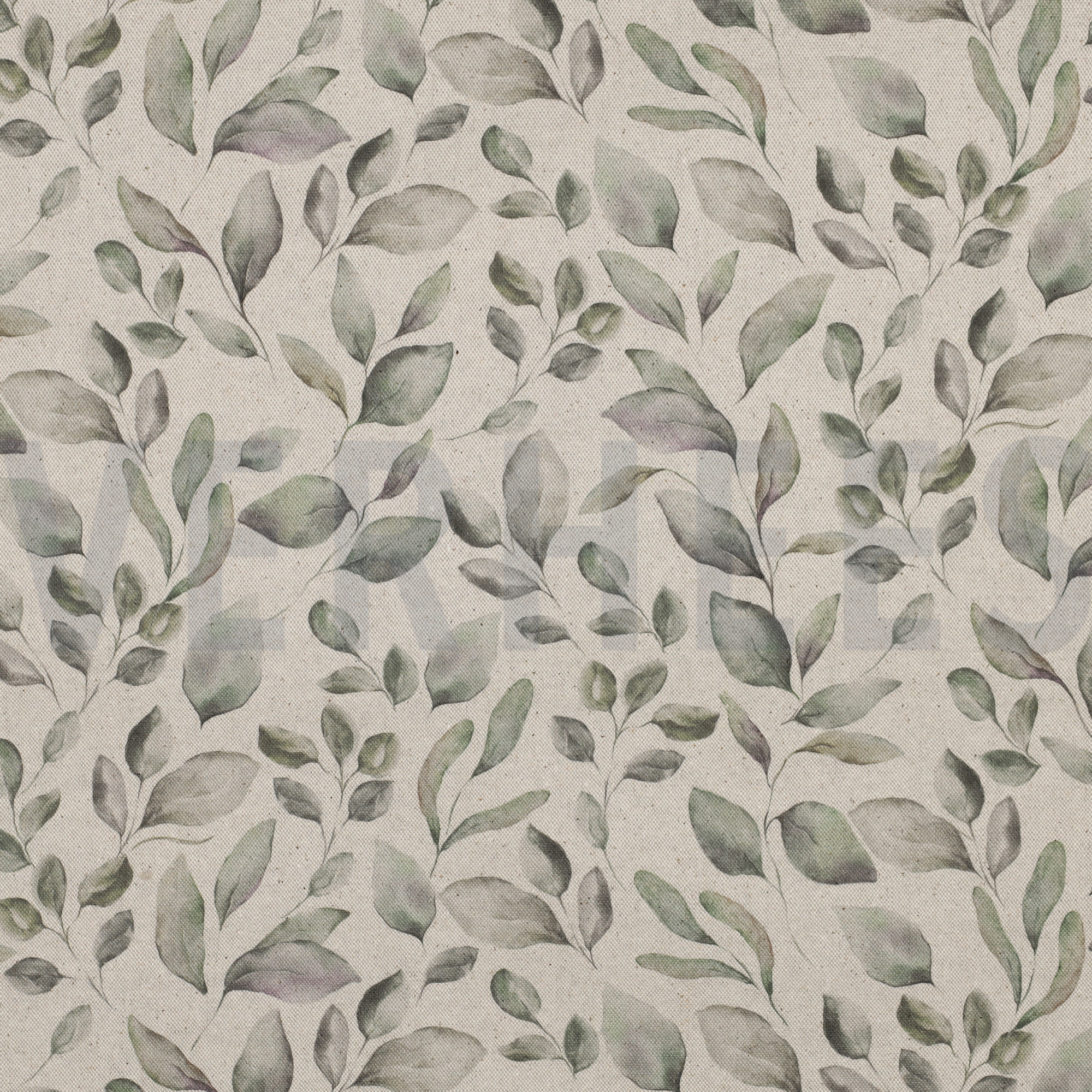 CANVAS LINEN LOOK DIGITAL LEAVES NATURAL (high resolution)