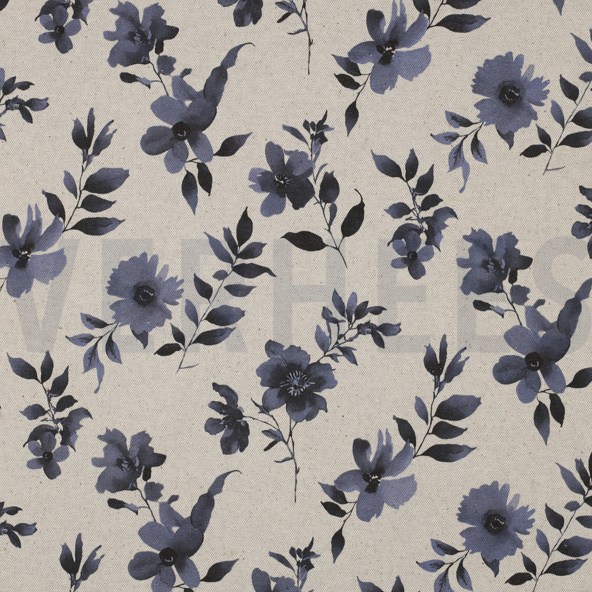 CANVAS LINEN LOOK DIGITAL FLOWERS NATURAL (high resolution)