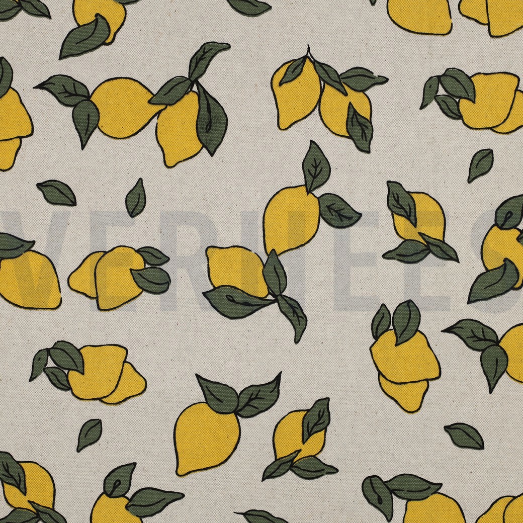 COATED CANVAS LINEN LOOK LEMONS NATURAL (high resolution)
