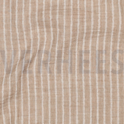 DOUBLE GAZE DE COTON RAYURES TEINT FIL TAUPE (hover)