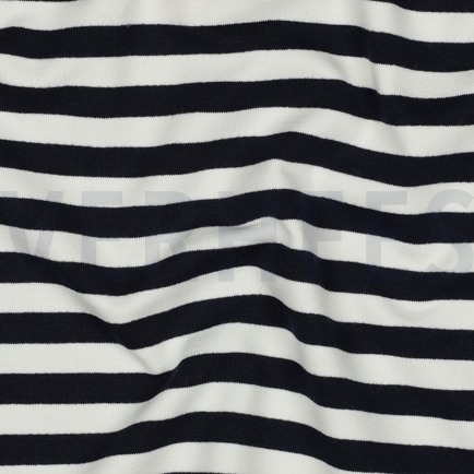 FRENCH TERRY GARNGEFÄRBT STREIFEN MARINEBLAU / OFFWHITE (hover)
