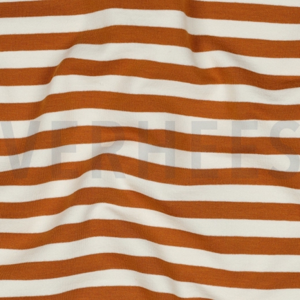 FRENCH TERRY GARNGEFÄRBT STREIFEN HELLBRAUN / OFFWHITE (hover)