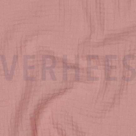 DOUBLE GAZE DE COTON 160CM ROSE POUDRÉ (hover)